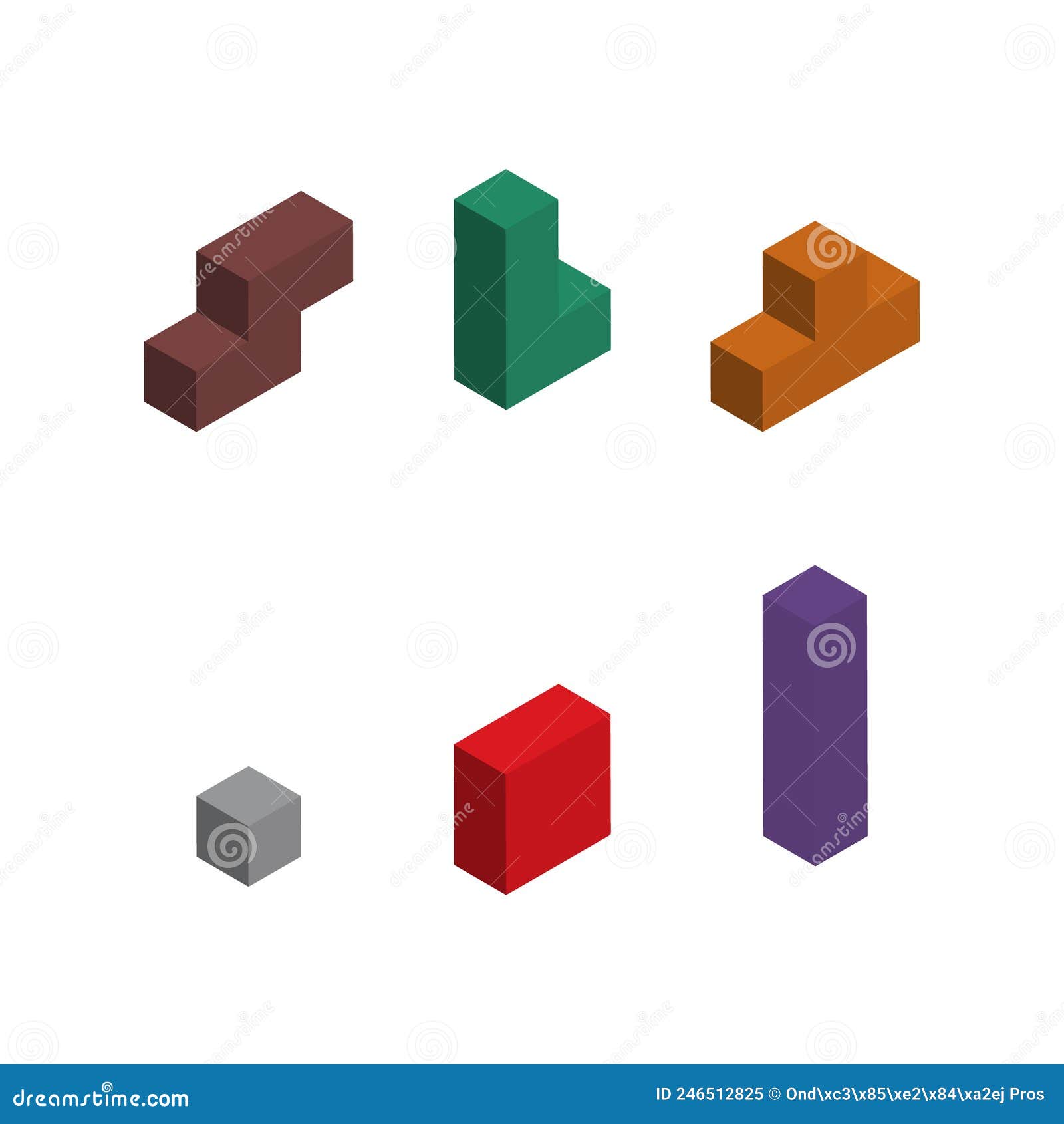 Tetris block game shape set isolated Royalty Free Vector