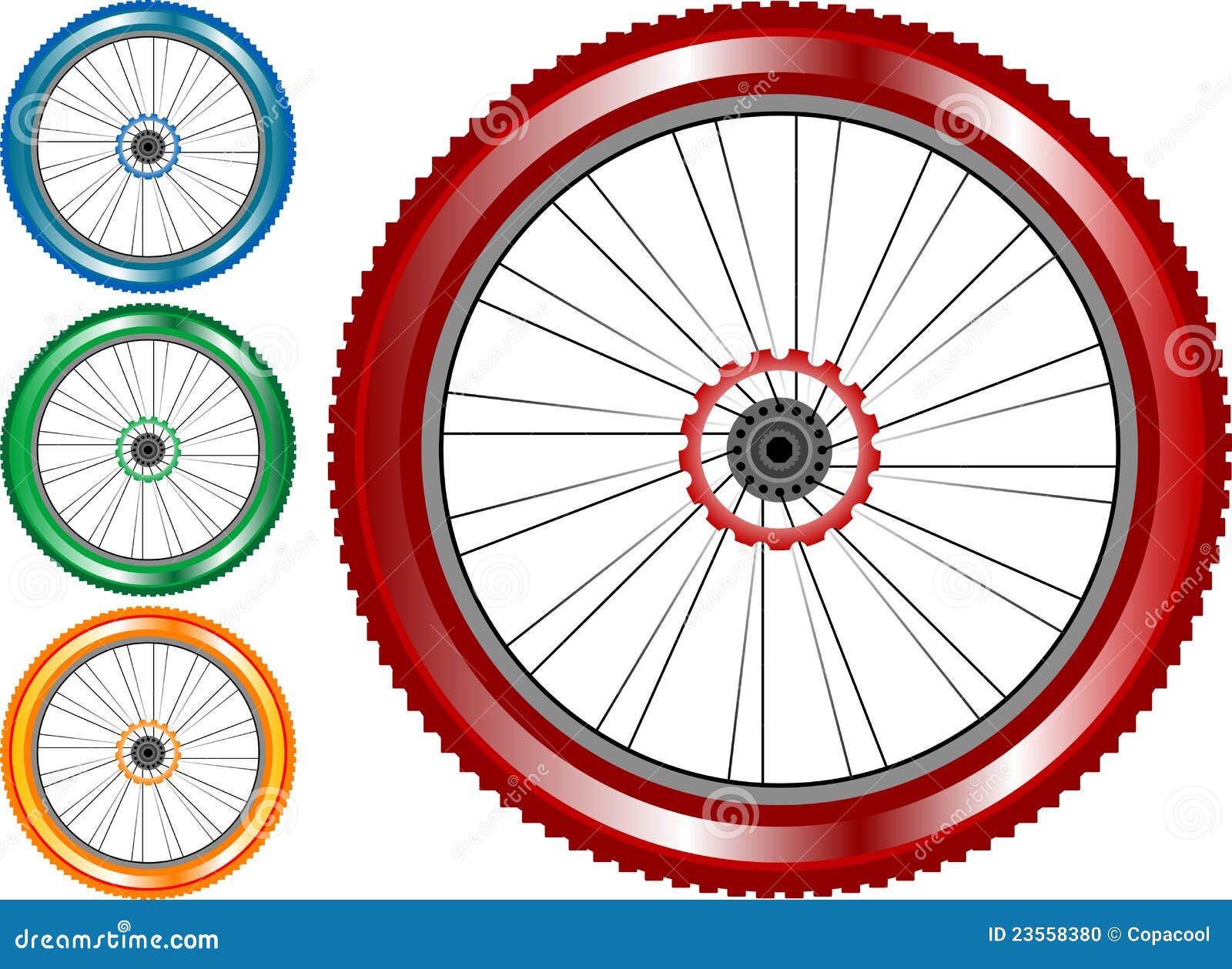 Set Of Colored Bike Wheel With Tire Spokes Stock Photo - Image: 23558380