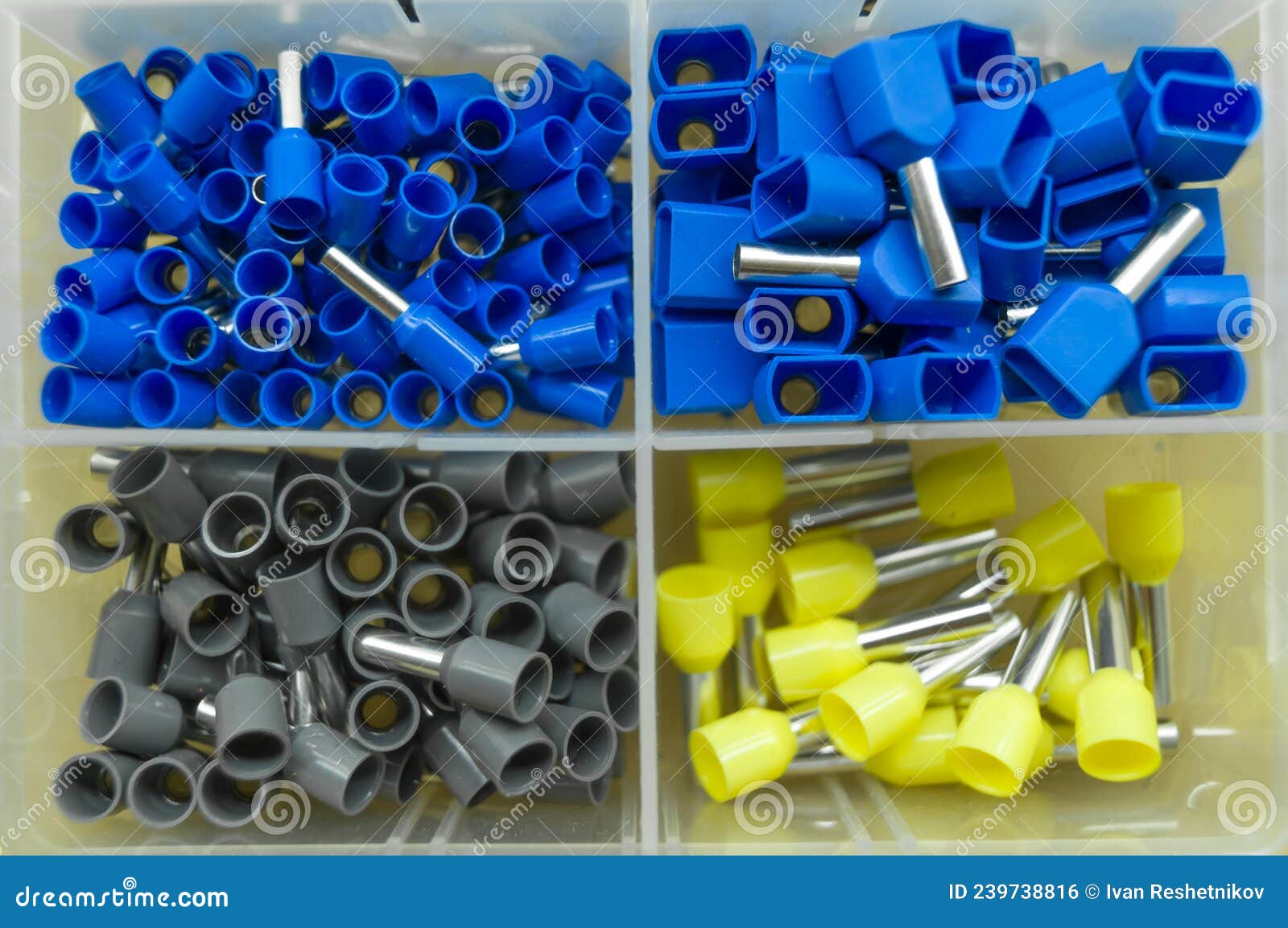 A Set of Colored Crimp Terminals for Electrical Wires. Crimping Sleeves of  Different Sizes Stock Photo - Image of insulated, electrical: 239738816