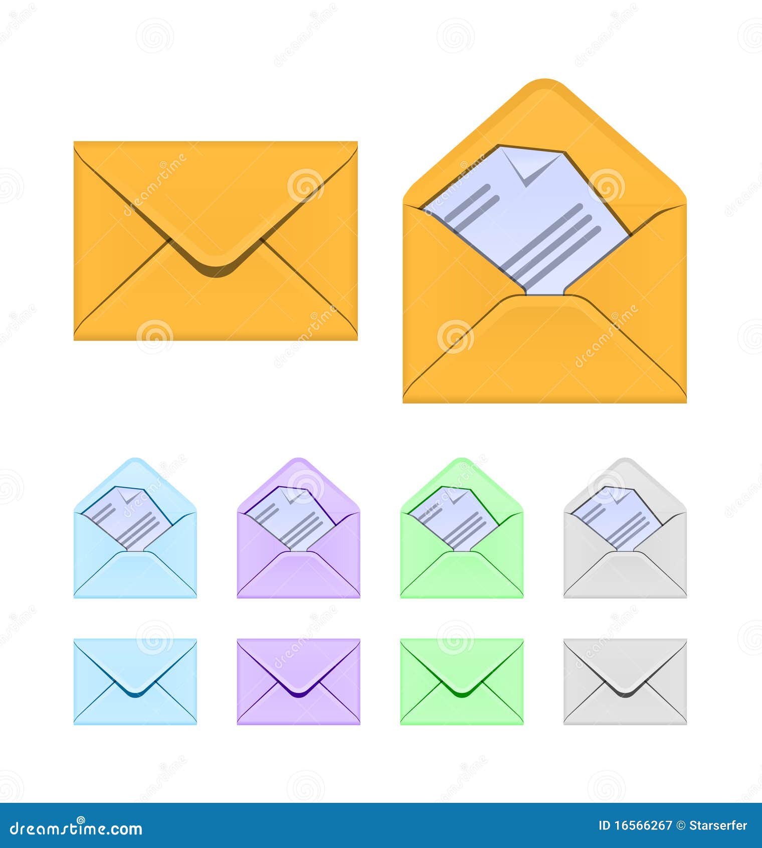 Set of colored envelopes stock vector. Illustration of document 16566267