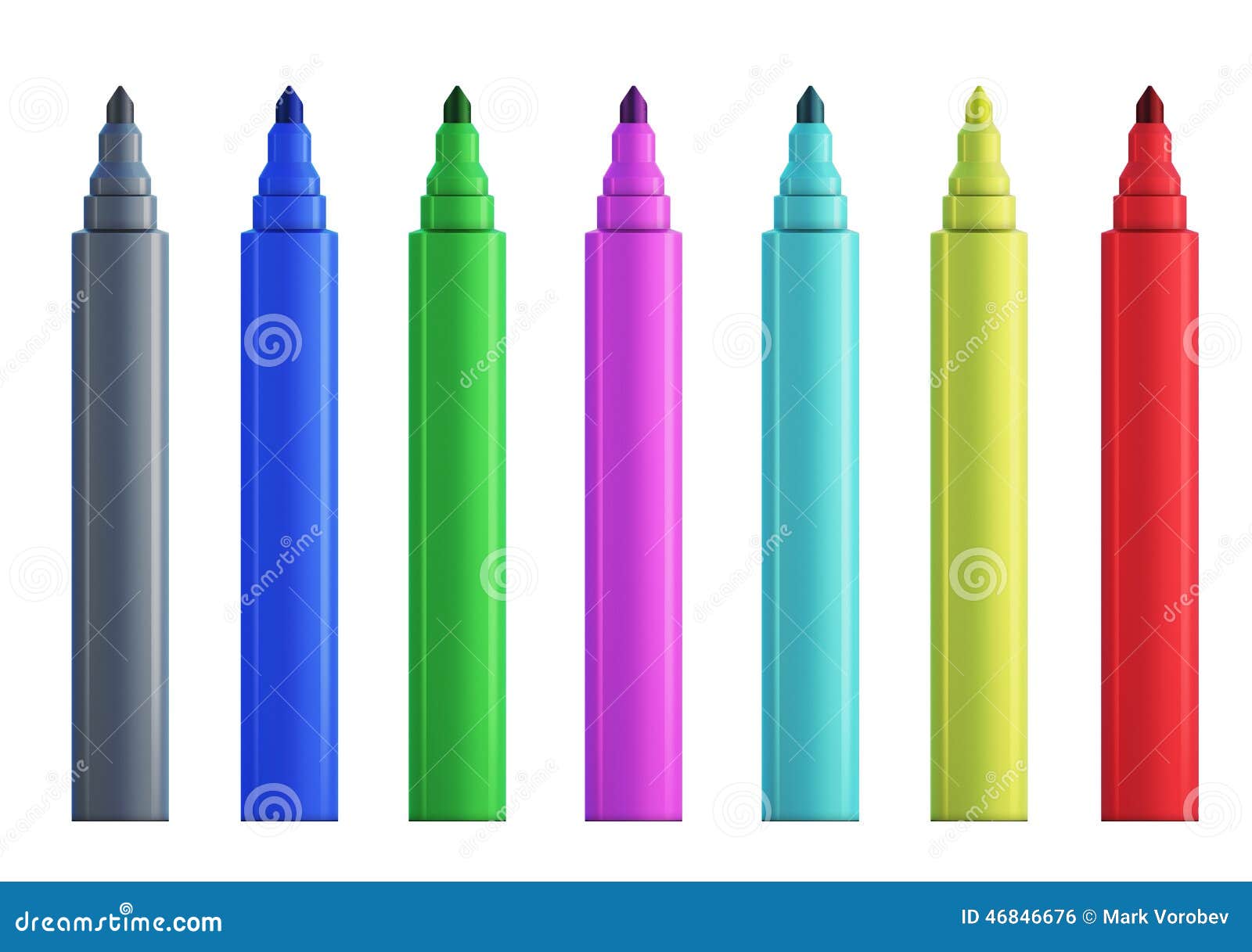 Set of Colored Felttip Pens without Cap. Stock Illustration