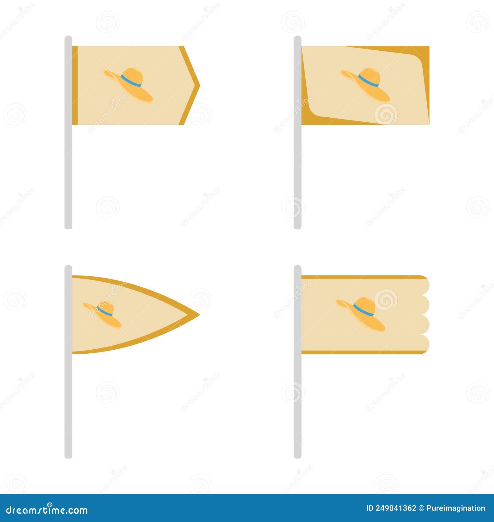 Set of Colored Flags with Women Hat Stock Vector - Illustration of ...