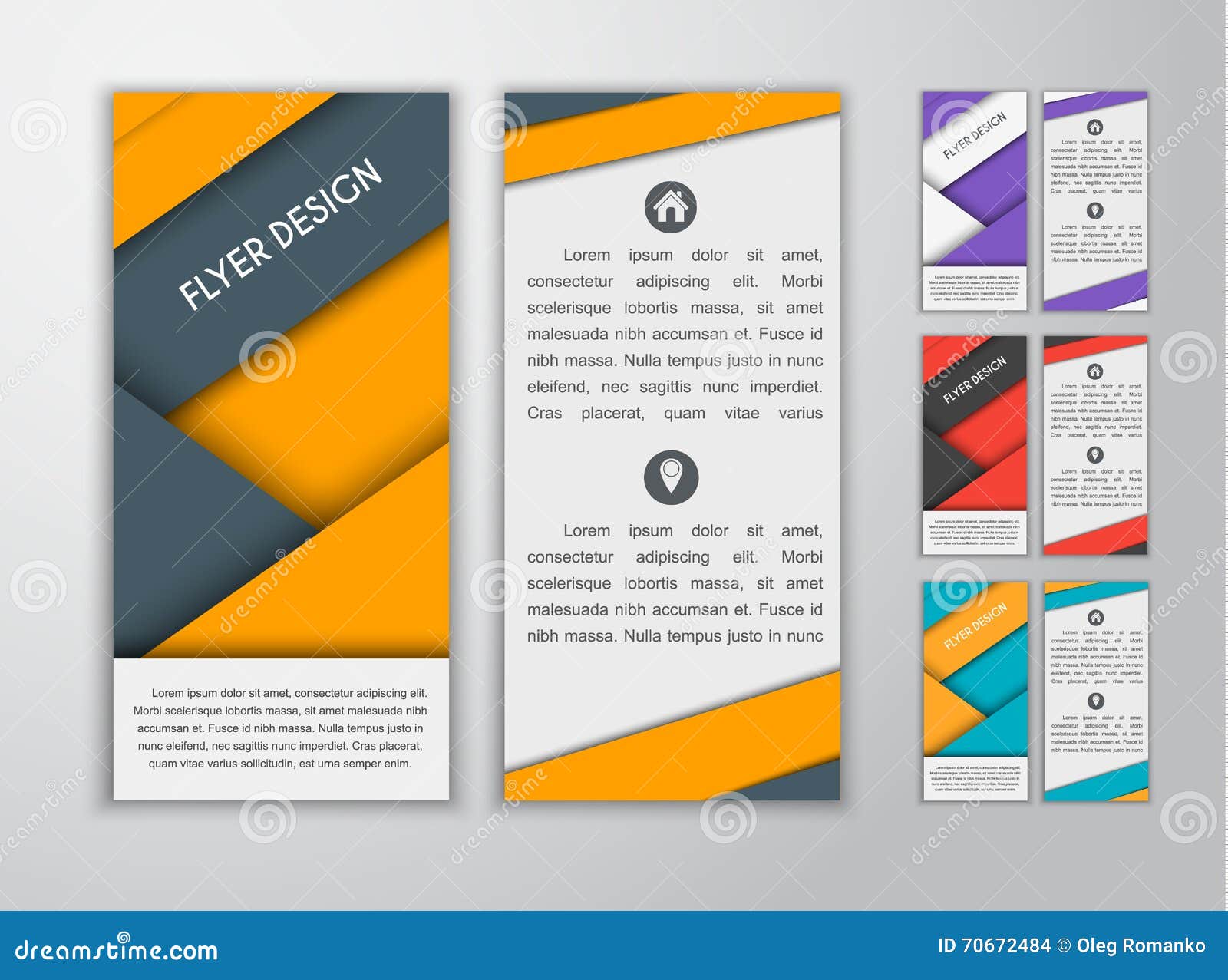 Set Colored Flyers Material Design Stock Vector