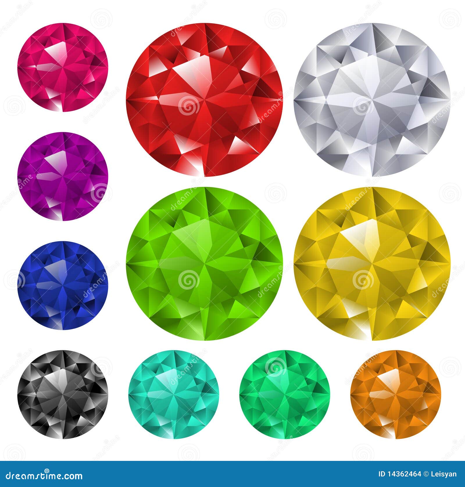 set of colored gems