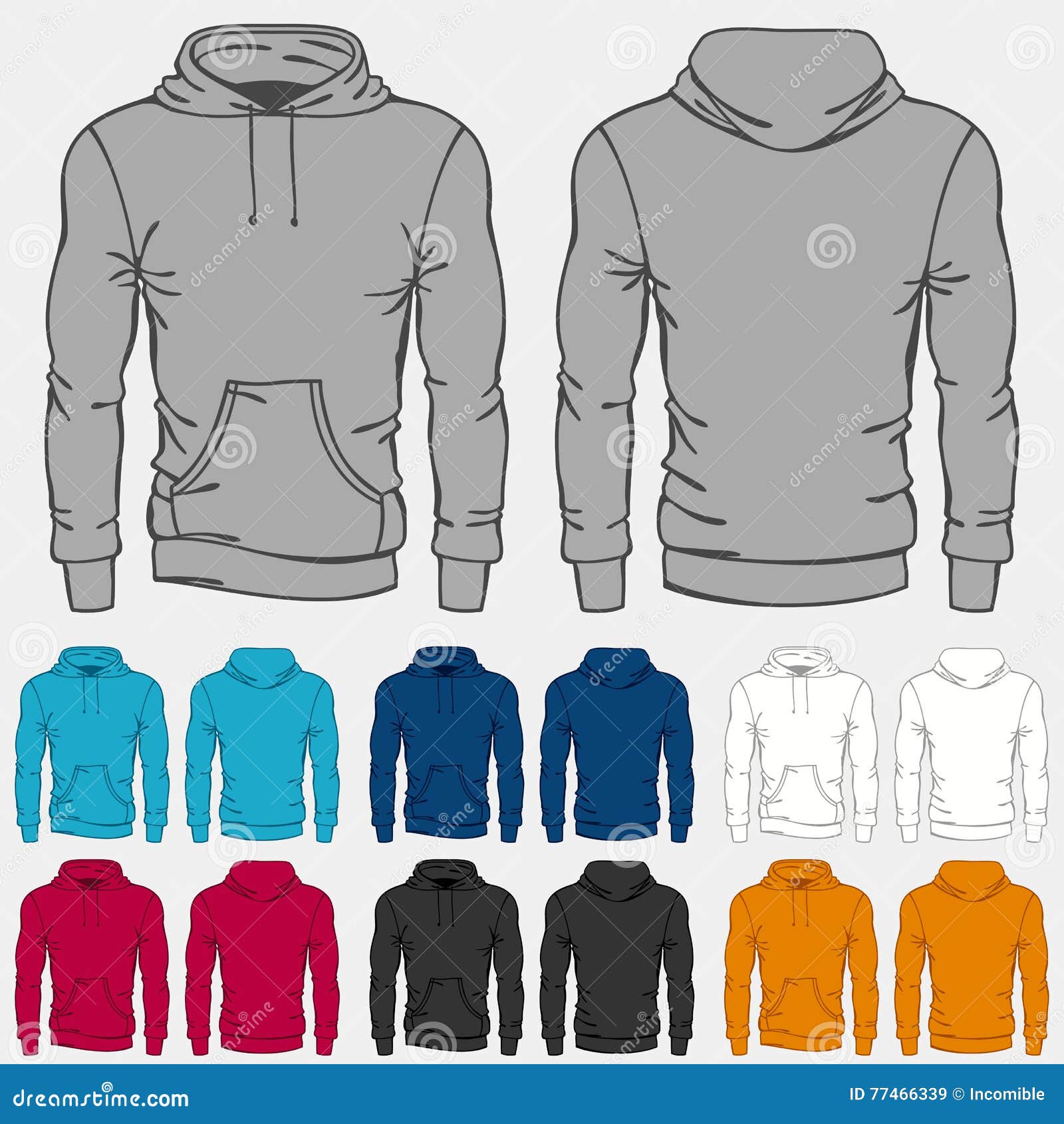 Set of Colored Hoodies Templates for Men Stock Vector - Illustration of ...