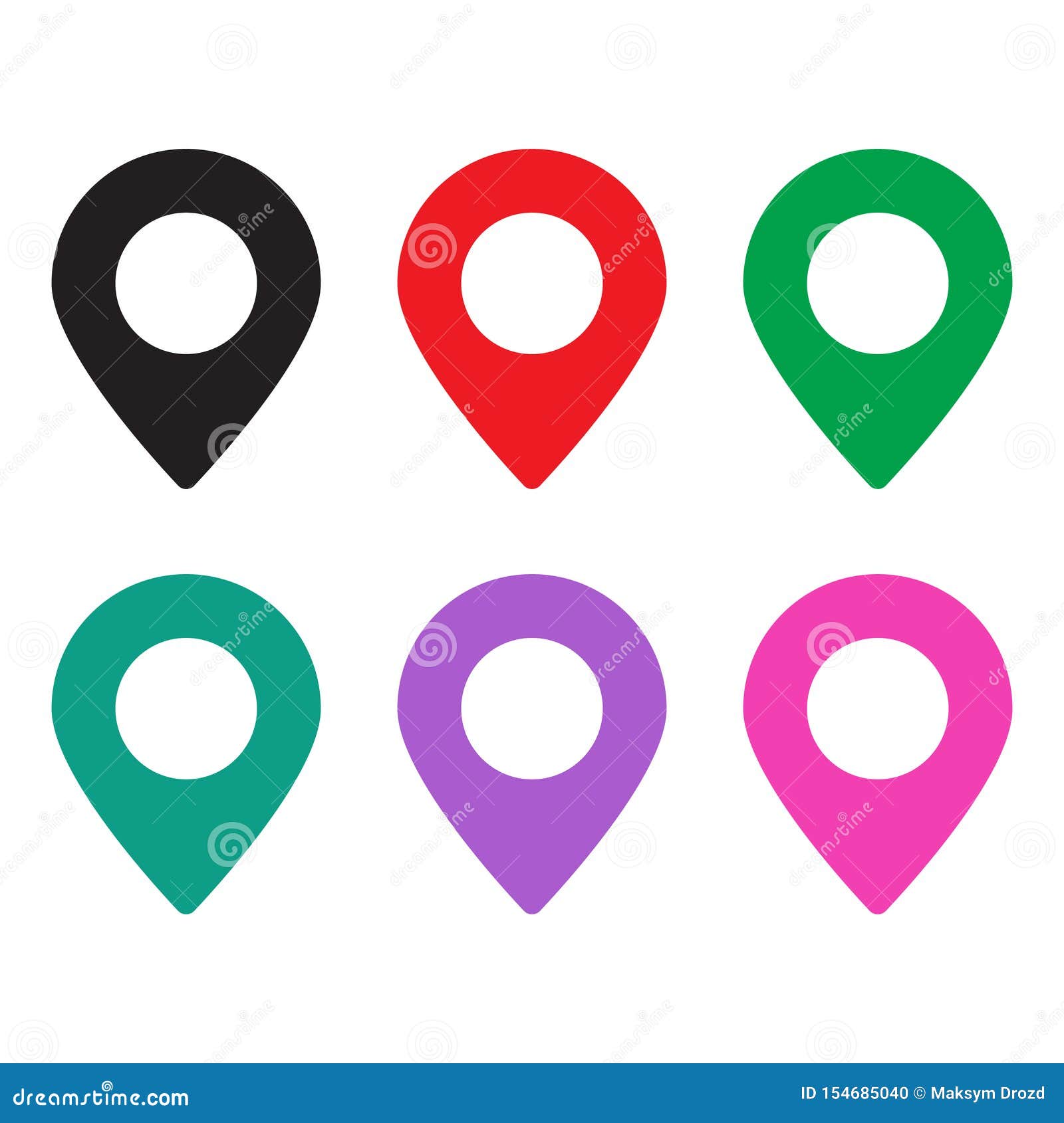 Set of Colored Map Pins. Location Map Icon Stock Vector Illustration of pinpoint, business