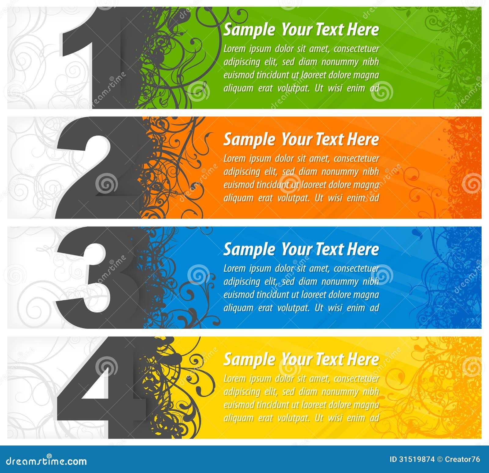 Set of Colored Number Banners Stock Vector - Illustration of yellow