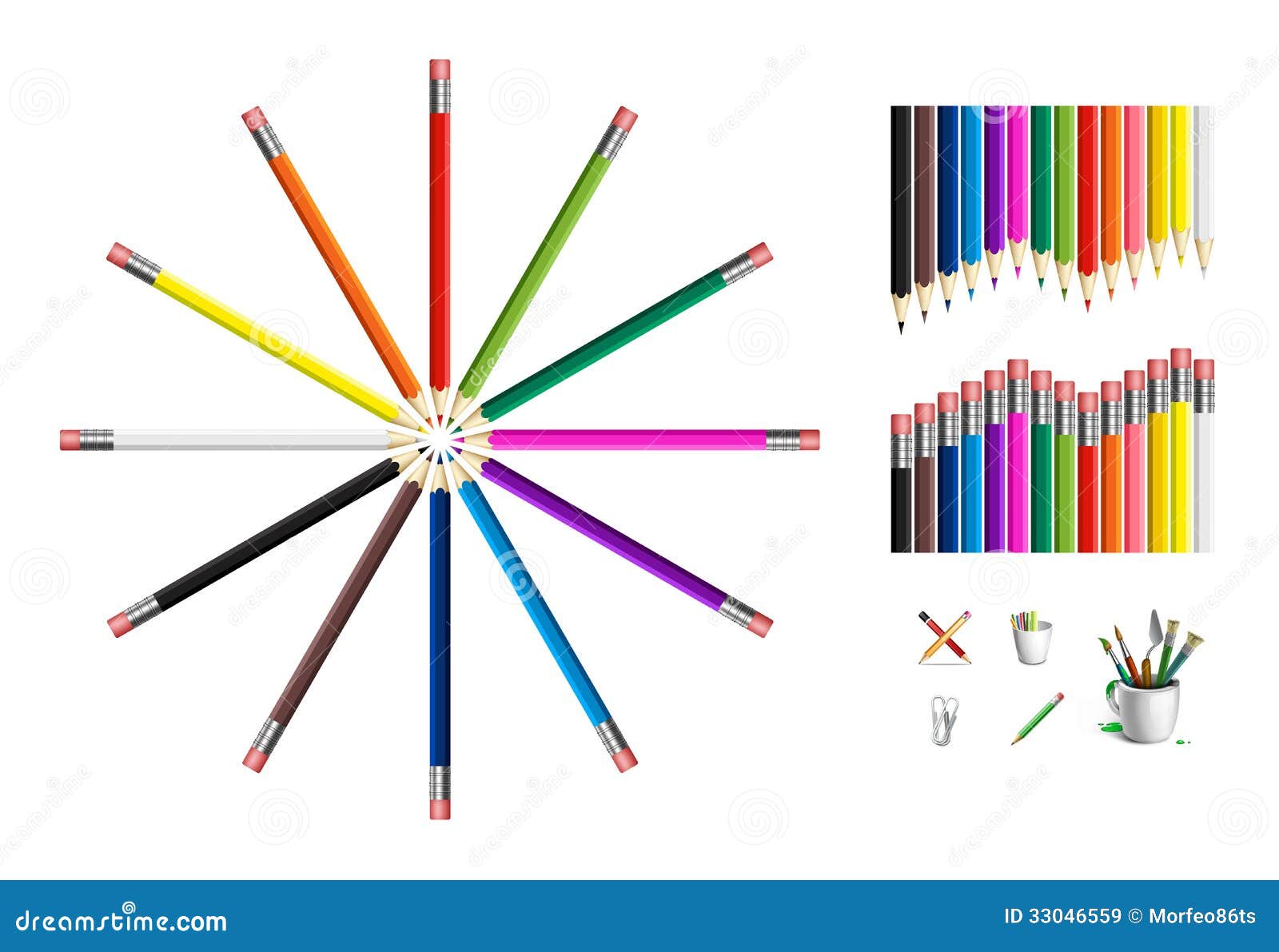Set of Colored Pencils and Drawing Tools Stock Image Image of hobbies