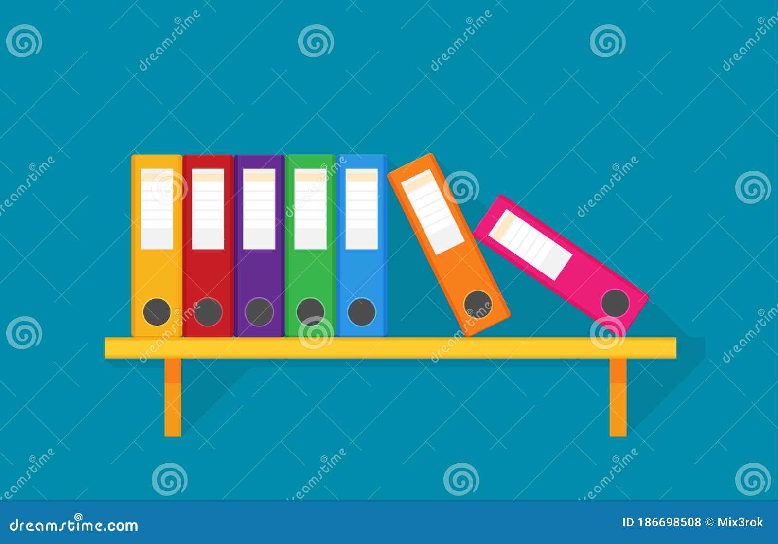 Set of Colored Ring Binders Isolated. Vector Illustration in Flat Style
