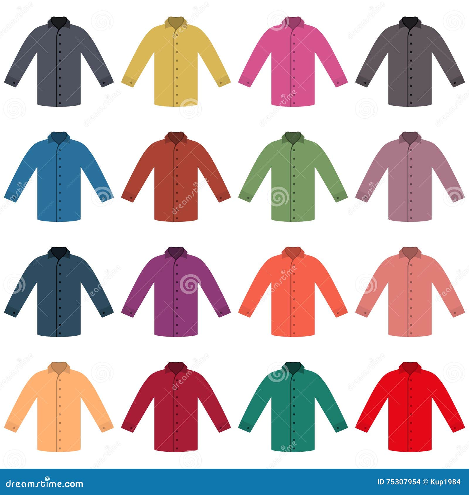 Set of Colored Shirts, Vector Illustration. Stock Vector - Illustration ...