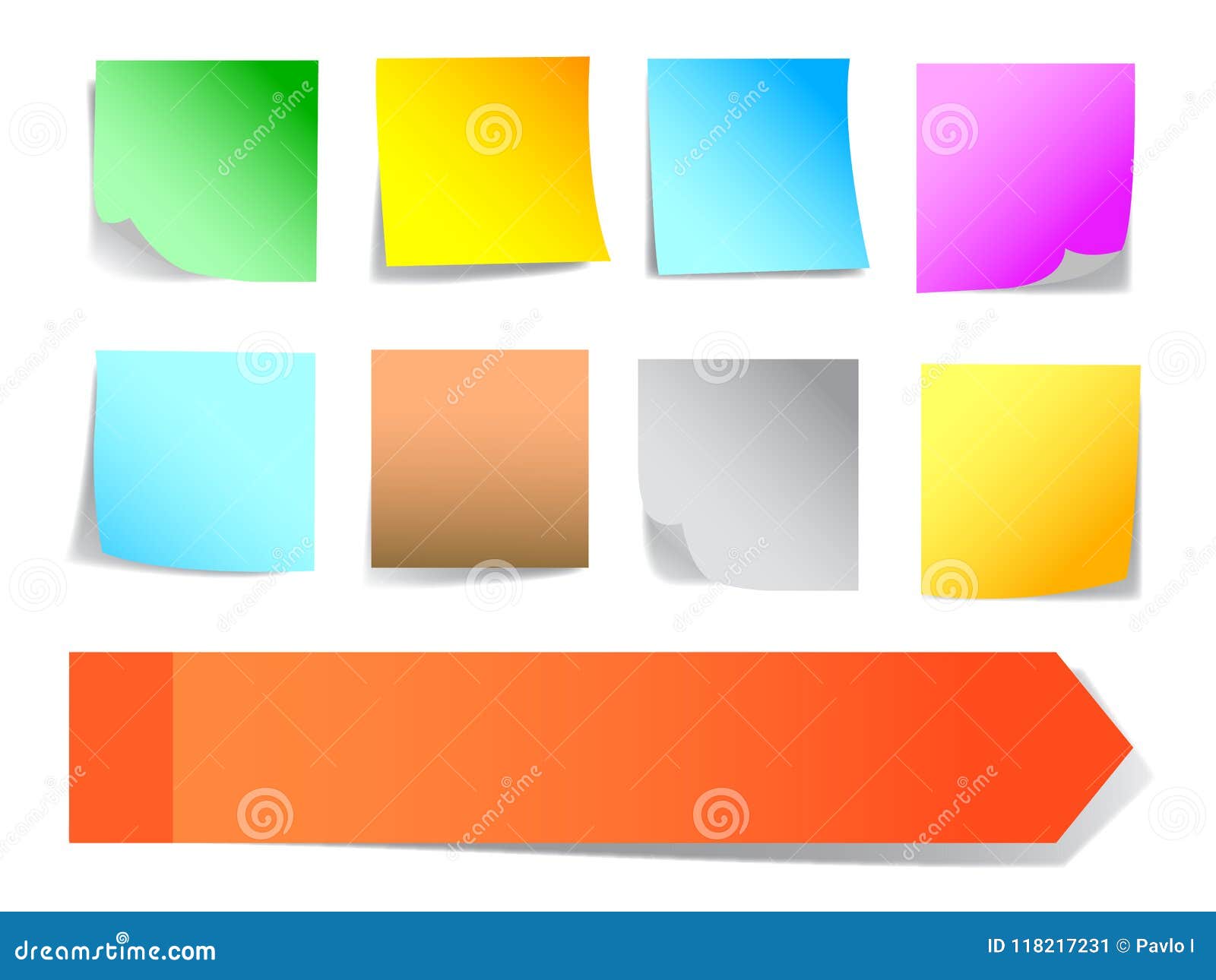 Set Colored Sticky Papers - Vector Stock Vector - Illustration of