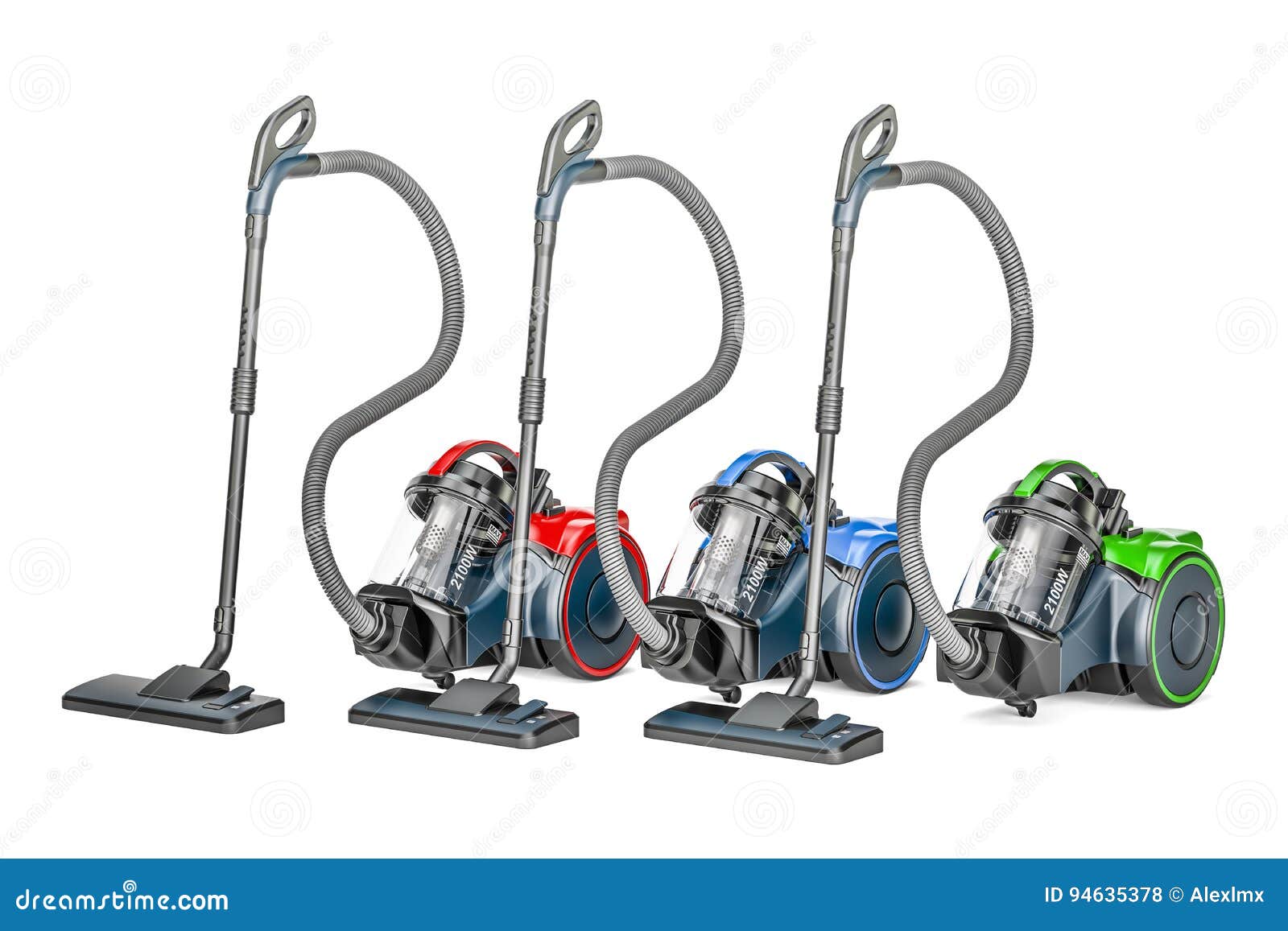 Vacuum Cleaners Realistic Set Icon. Vector Illustration Cleaning Hoover