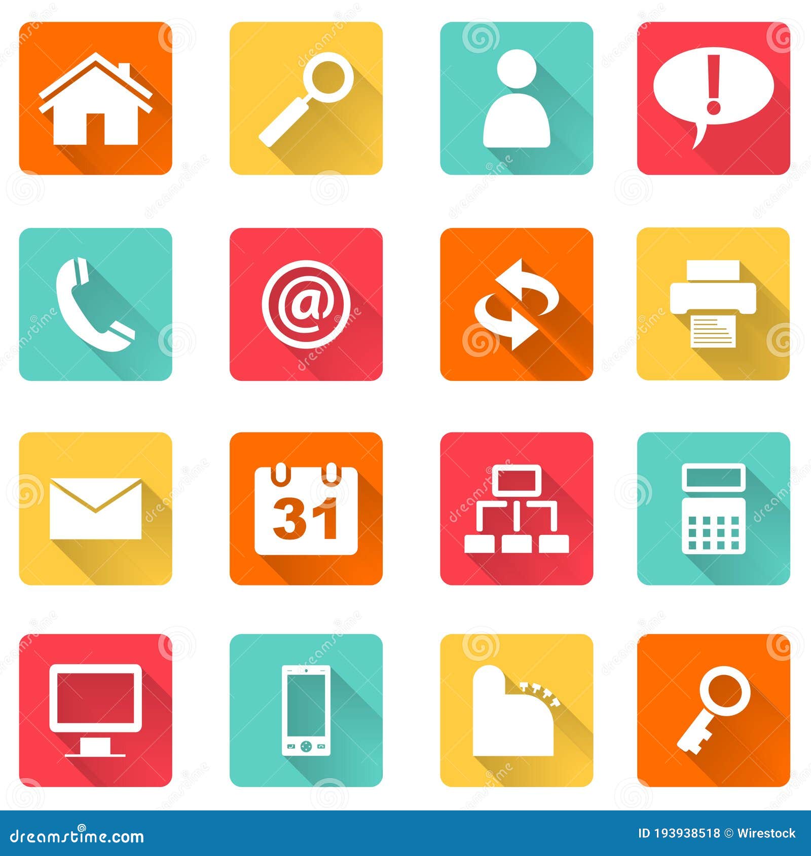 Set of Colorful App Buttons Isolated on a White Background Stock