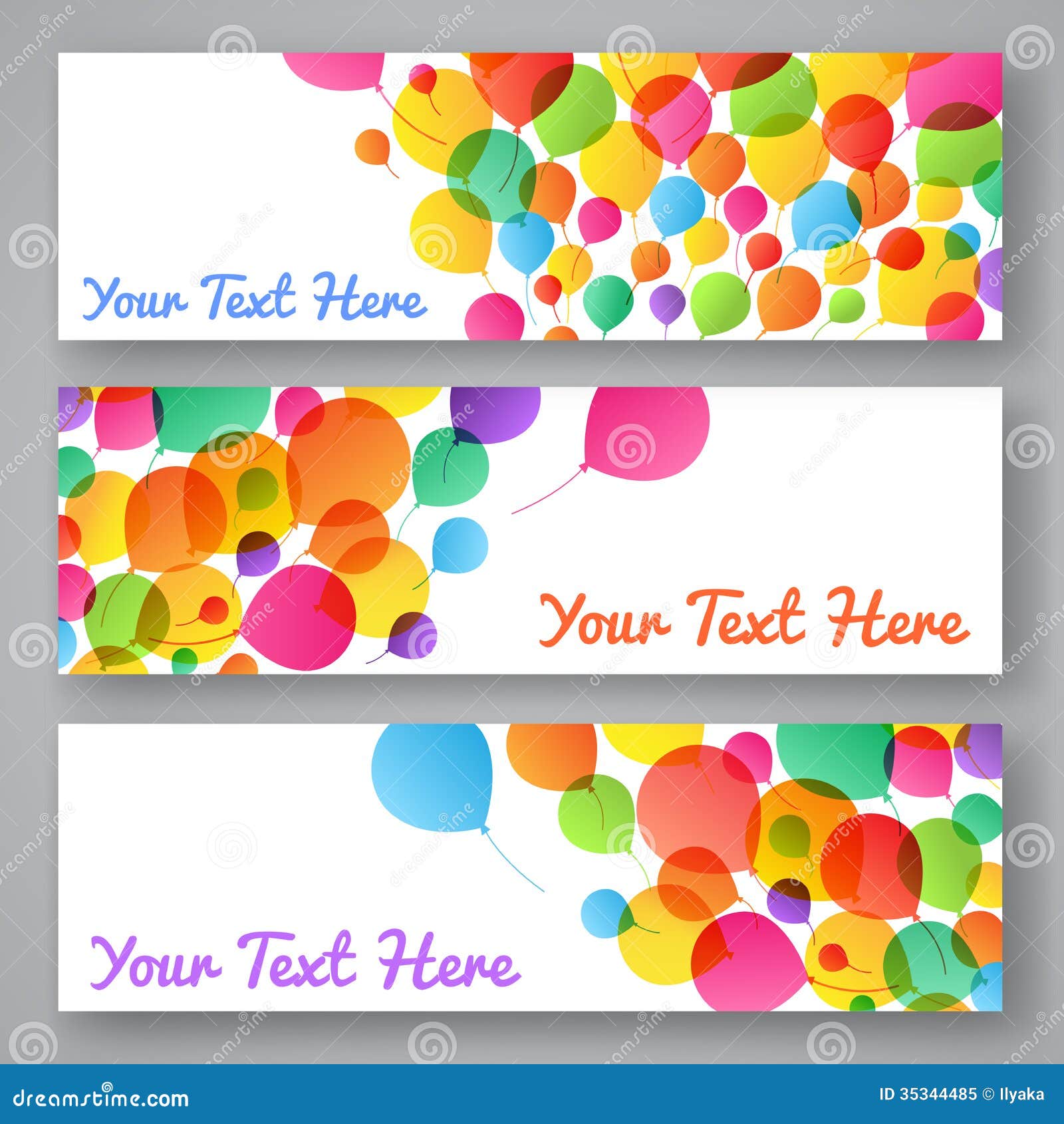 Set of Colorful Balloon Banners Stock Vector Illustration of