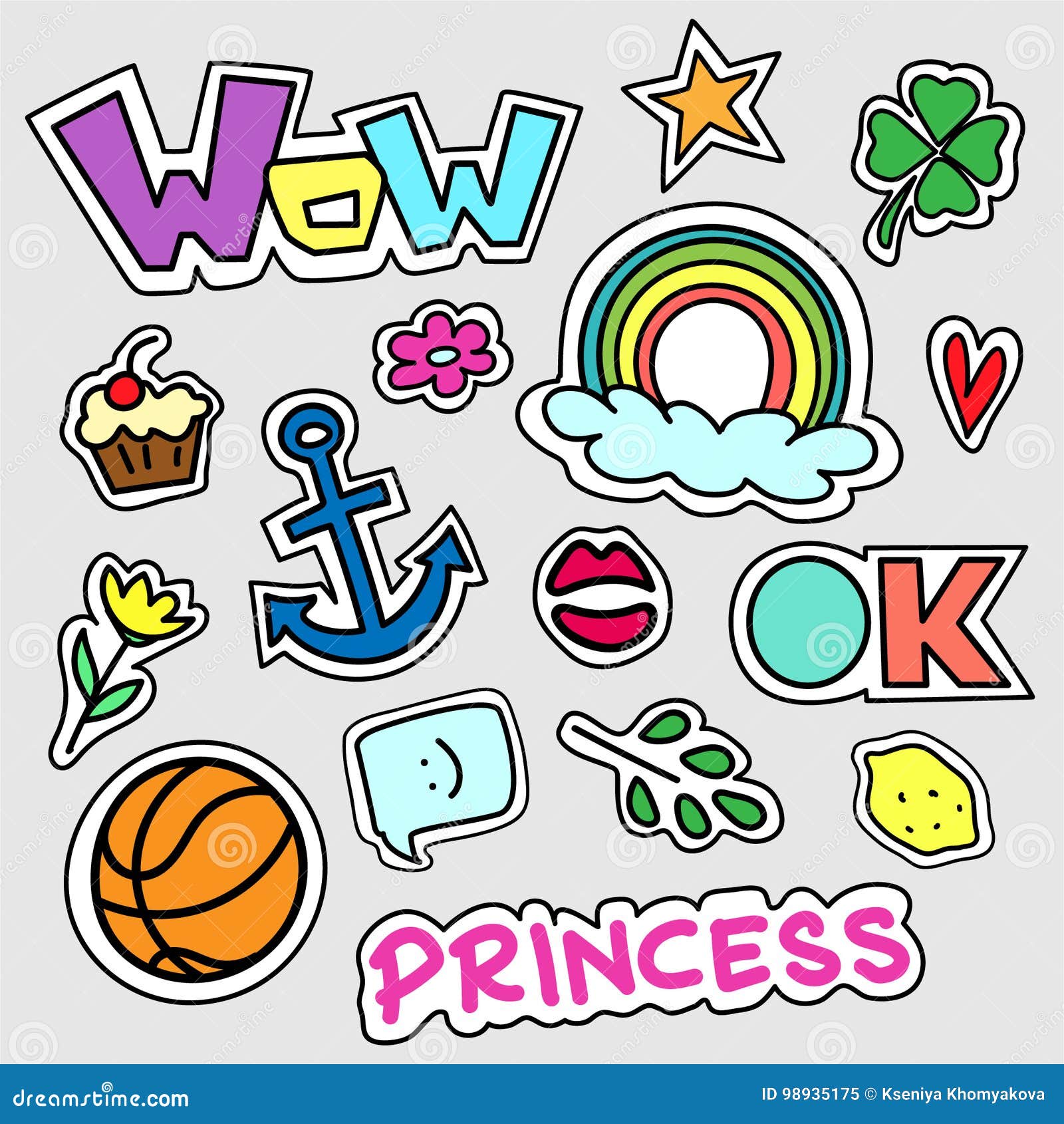 Sticker for kids stock vector. Illustration of lettering - 98935175