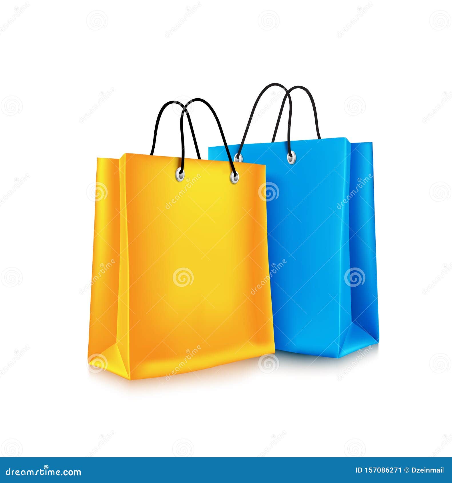 set of colorful empty shopping bags