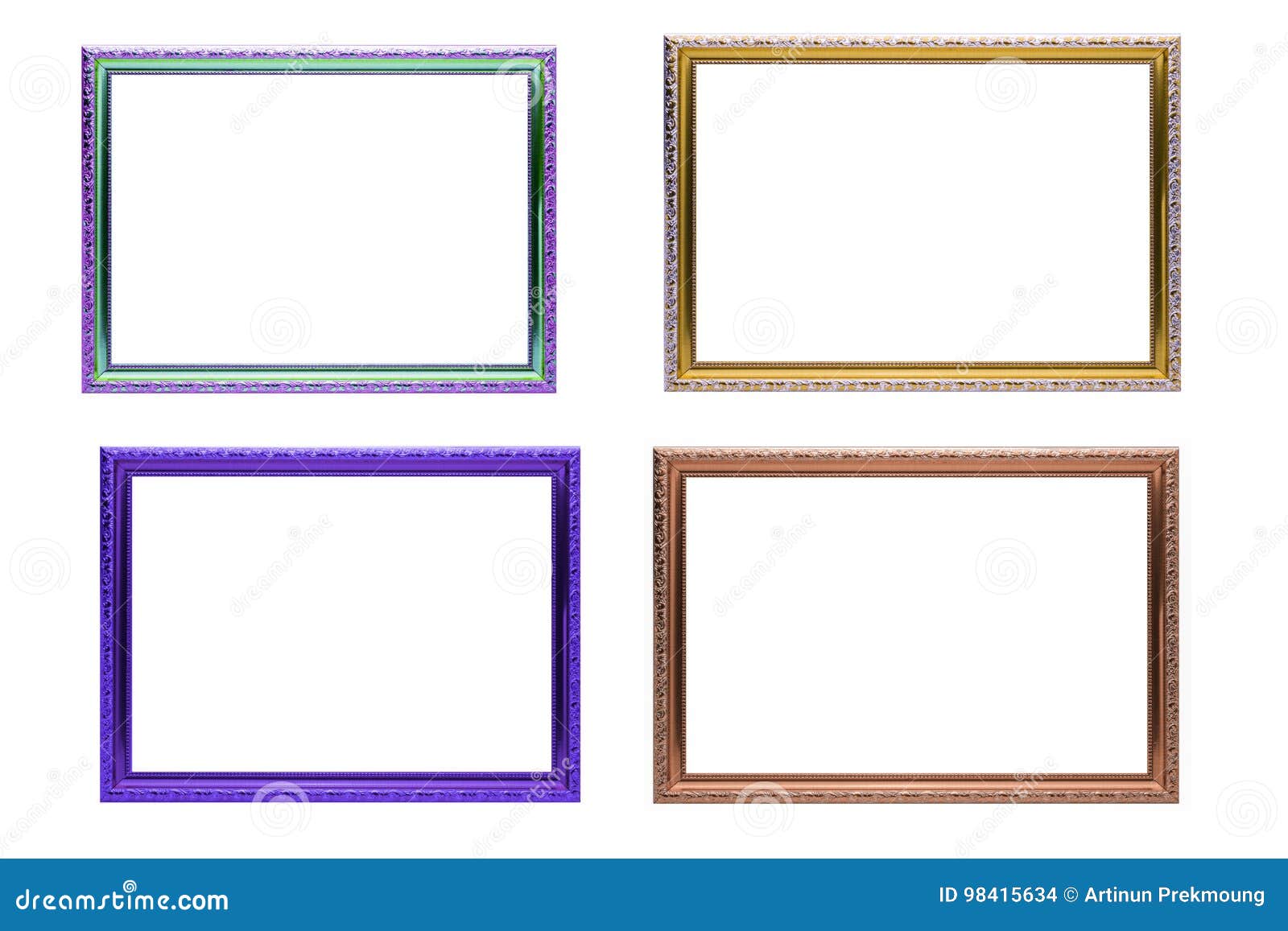 Set Of Colorful Frames Vintage Style Isolated Stock Photo - Image of