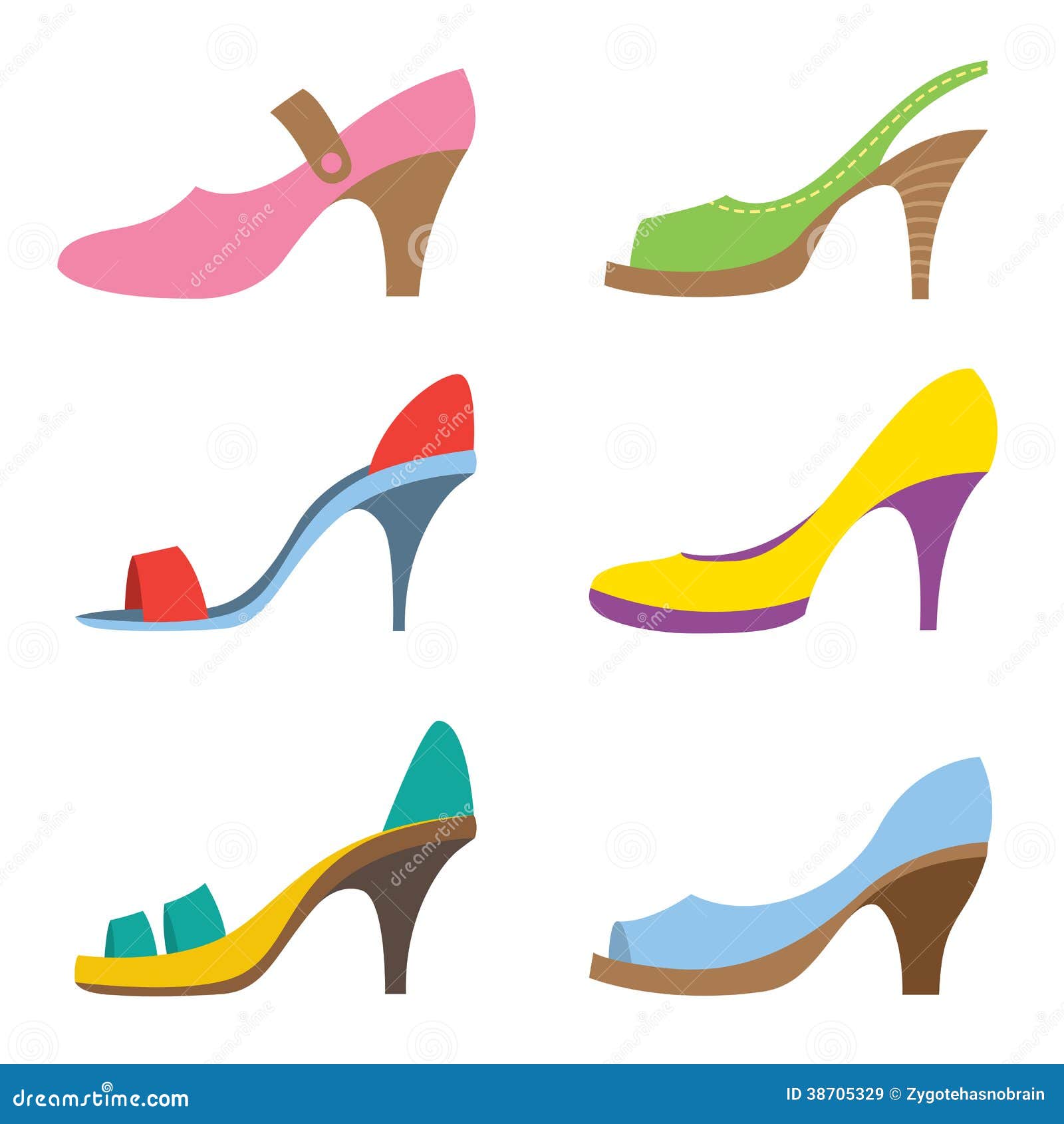 Set of Colorful High Heels Shoes Stock Vector - Illustration of leather ...