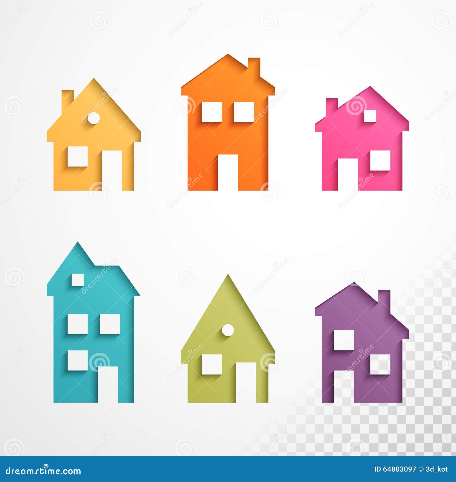 Set of Colorful Houses Icons Stock Vector - Illustration of house ...