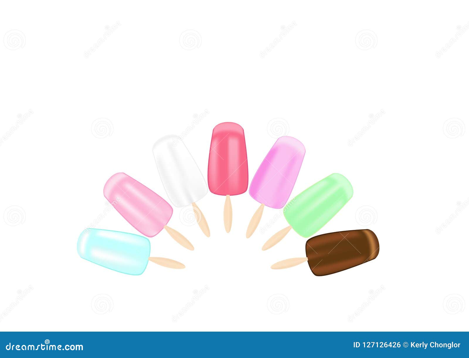 Set Colorful of Ice Cream Sticks on Isolate Background Stock