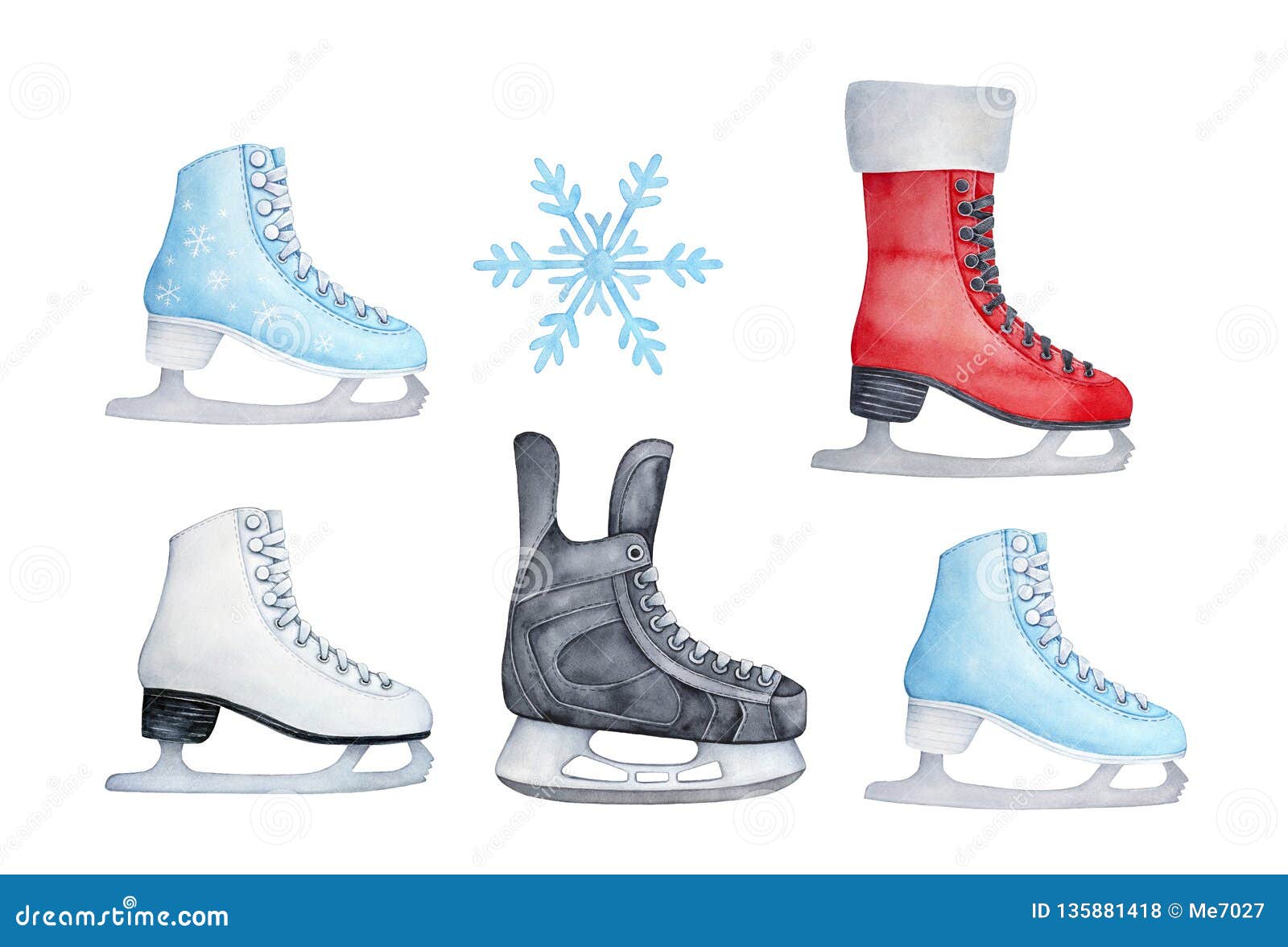 Set of Colorful Ice Skating Shoes. Stock Illustration - Illustration of  hanging, holiday: 135881418