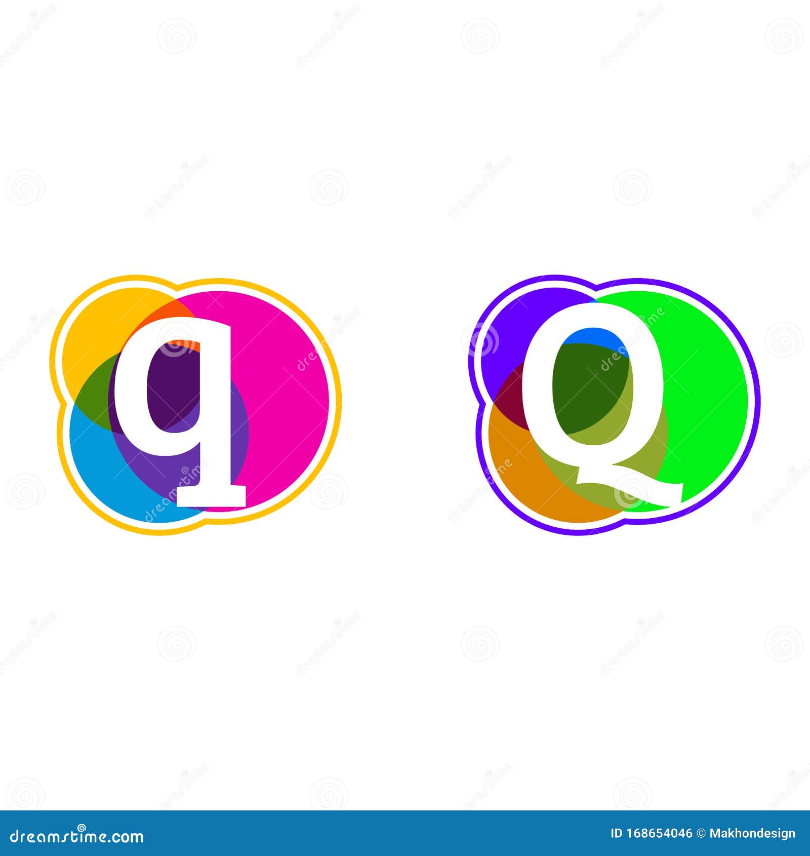 Set of Colorful Icons, Q Letter Logo, Letter Q in Colorful Circle ...