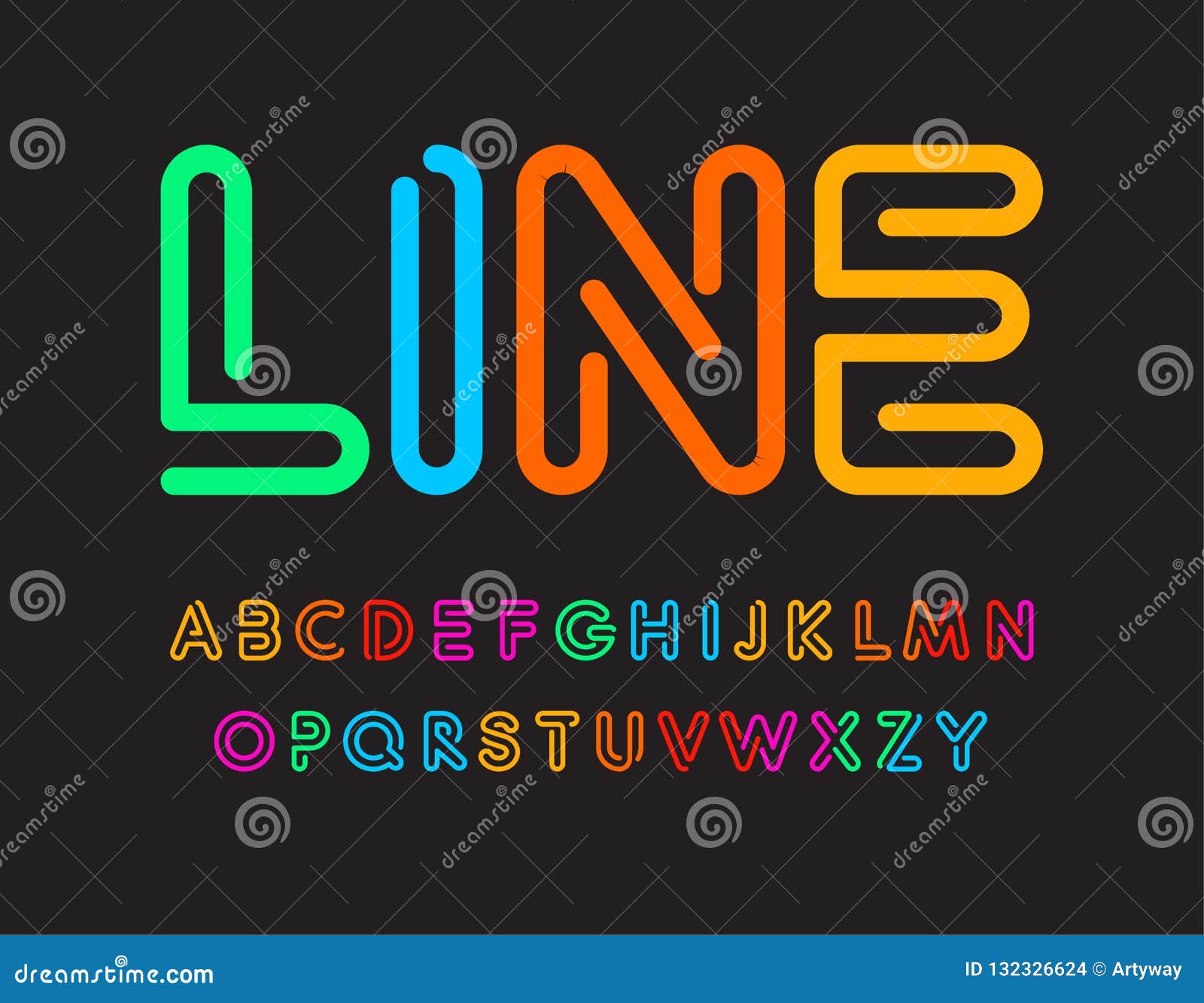 Set Of Colorful Letters Font From Color Line Art Alphabet