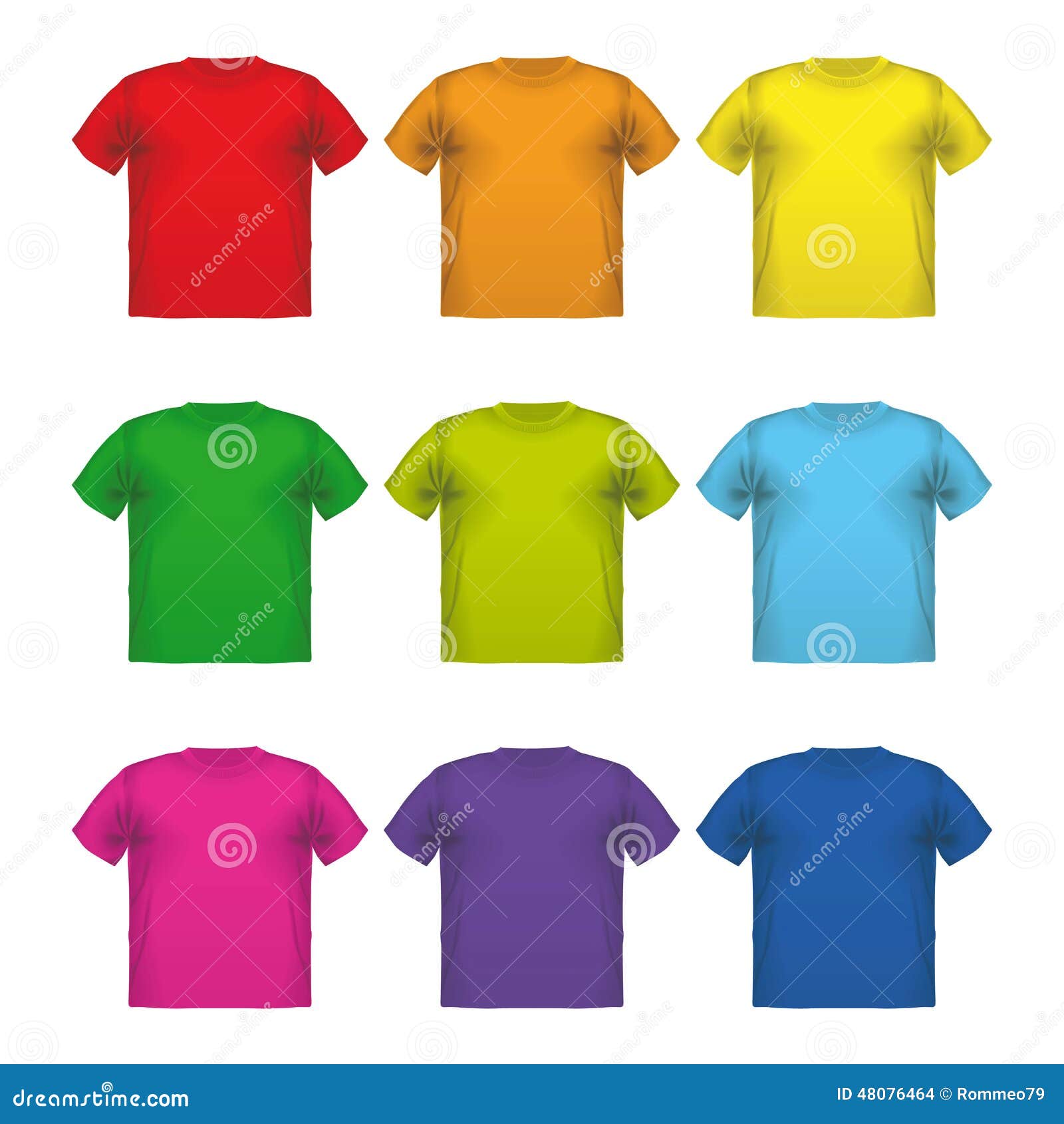 Set of Colorful Male T-shirts Vector Wear Printing Stock Vector ...