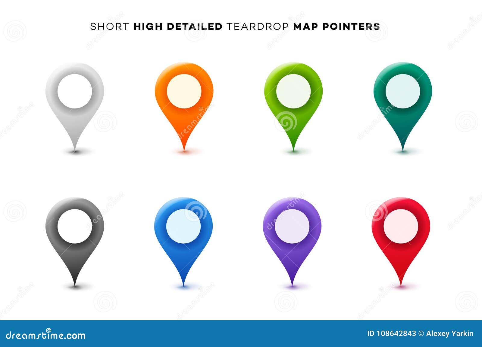 set of colorful map markers. collection of modern high detailed pointers.   s