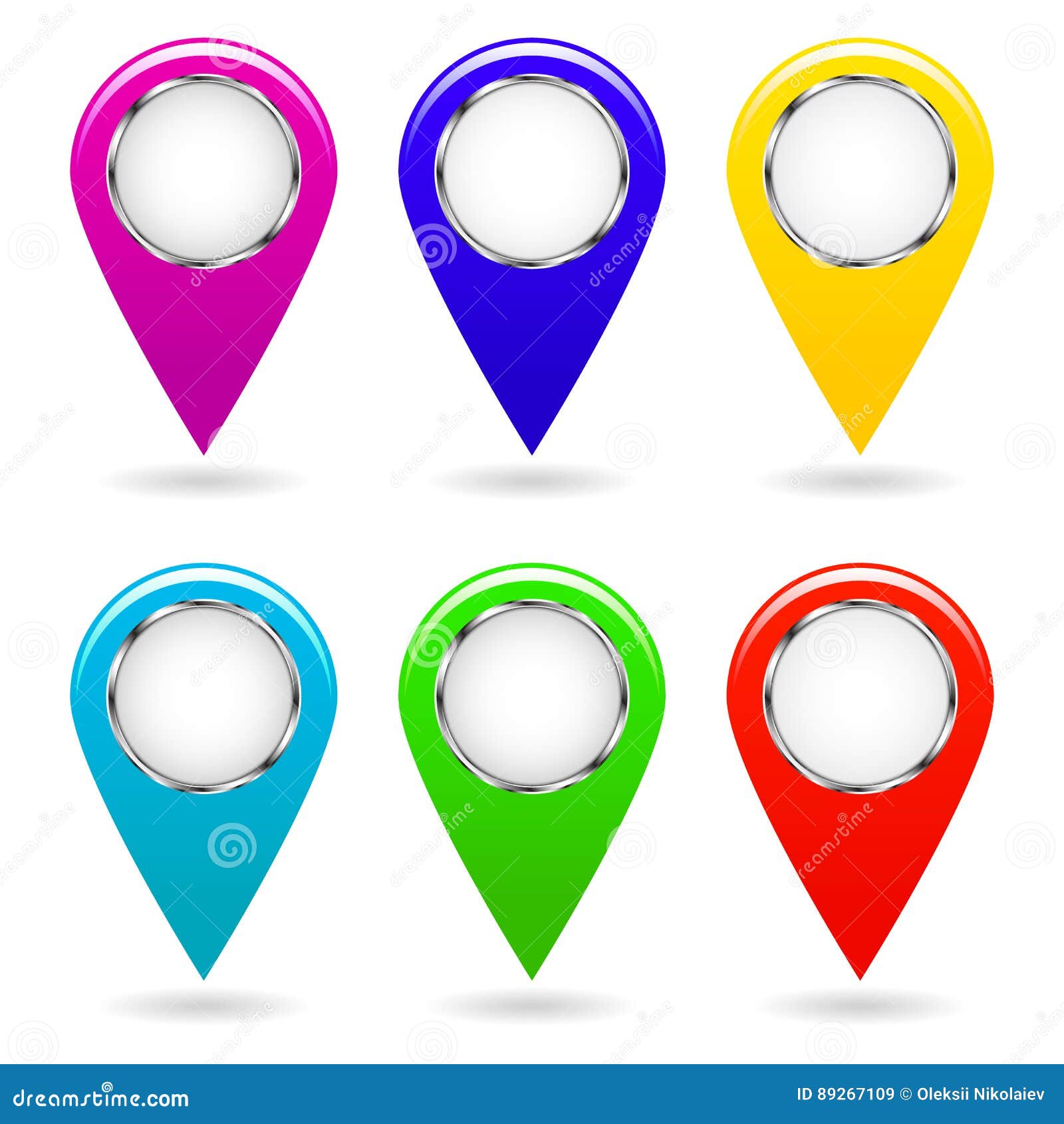 Set Of Colorful Map Pointers Isolated Objects Vector Image Stock