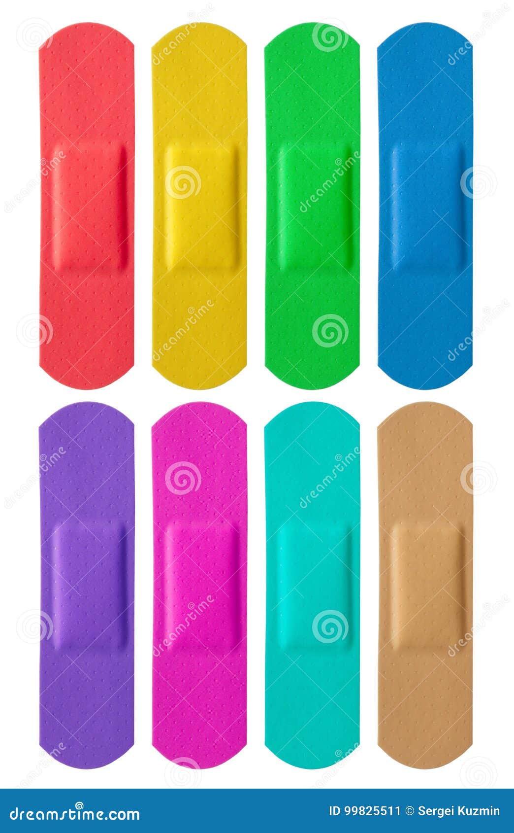 set of colorful medical bandages