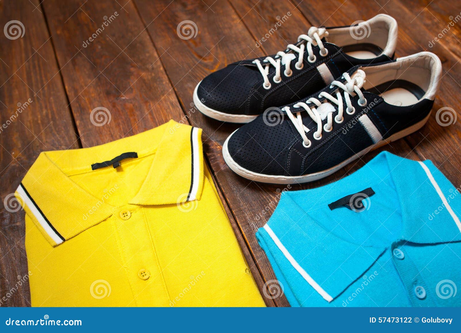 Set of Colorful Men S T-shirts and Sport Shoes Stock Photo - Image of ...