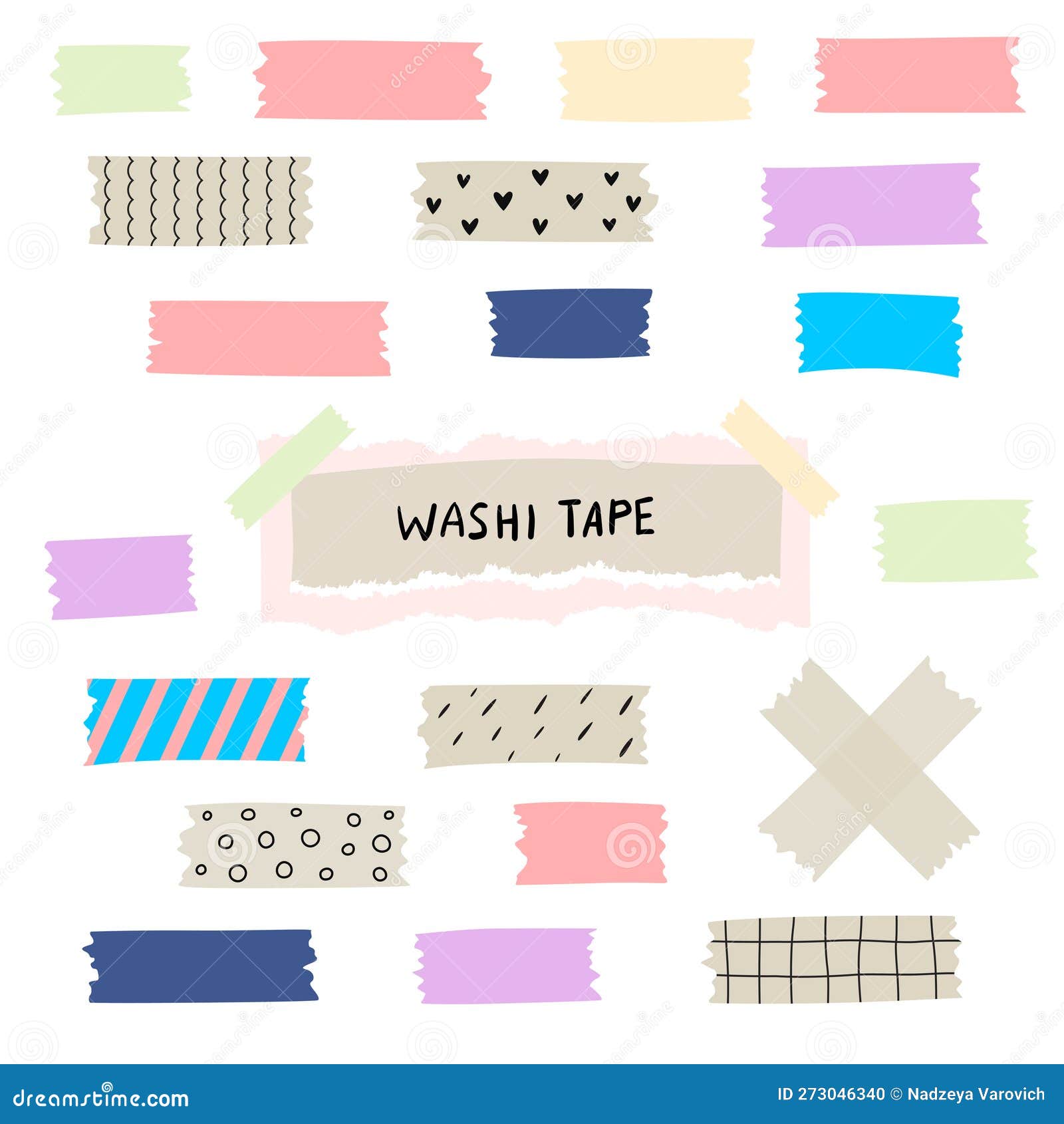 Set Of Colorful Patterned Washi Tape Strips Cute Decorative Scotch