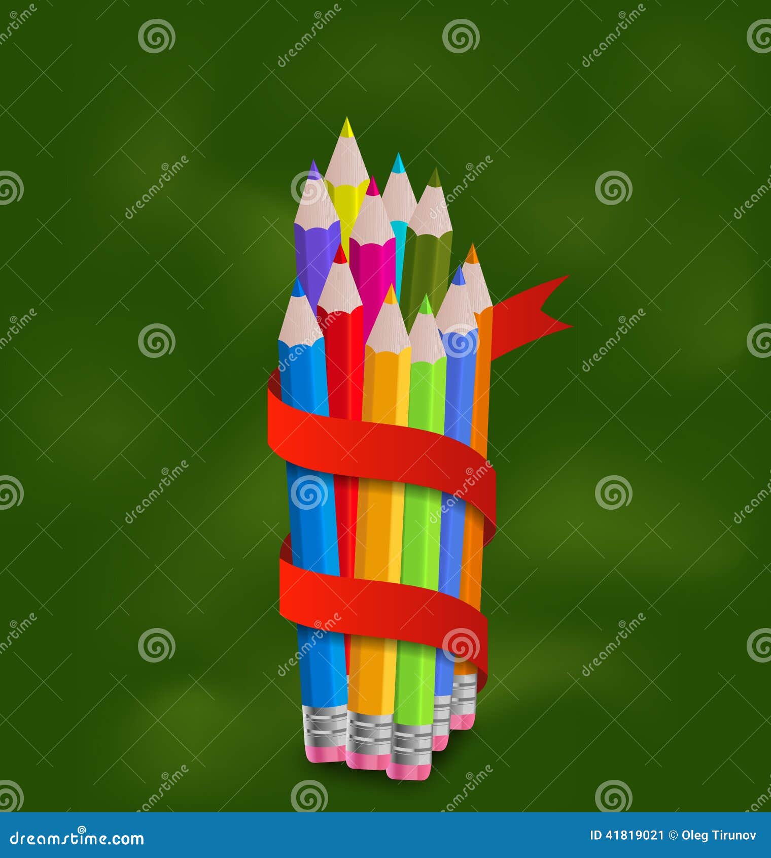 Set Colorful Pencils with Ribbon Stock Vector Illustration of