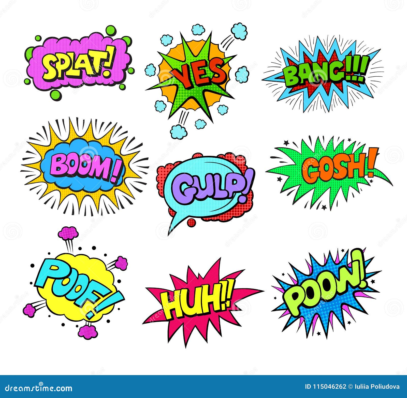 Set Pop Style Colorful Comic Exclamations Stock Illustration - Illustration of colorful, design: 115046262