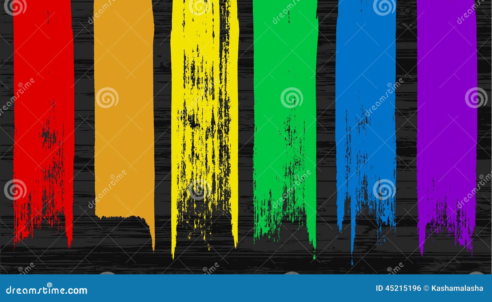 Set of 6 Colorful Rainbow Brush Stroke Elements Stock Vector