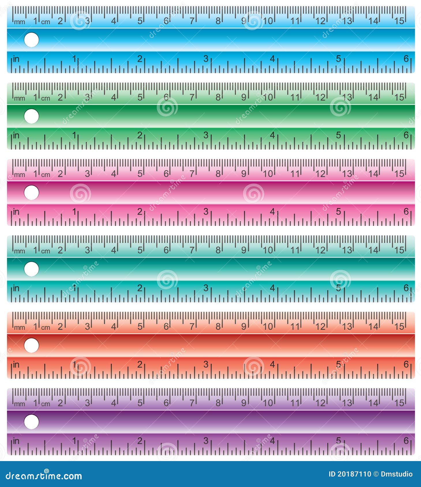 Set of colorful rulers stock vector. Illustration of millimeter 20187110