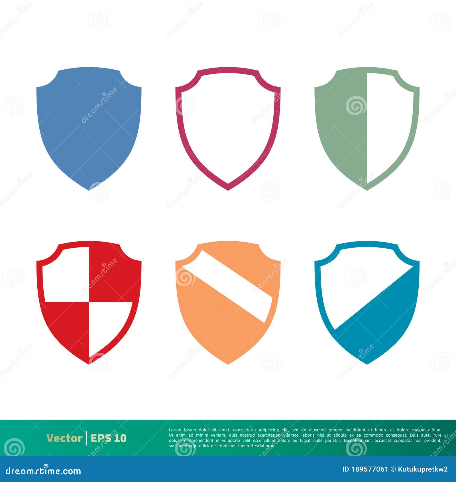 Set Colorful Shield Icon Vector Logo Template Illustration Design