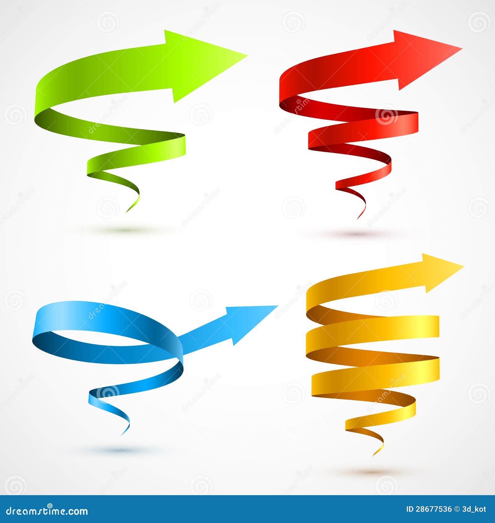 set of colorful spiral arrows 3d