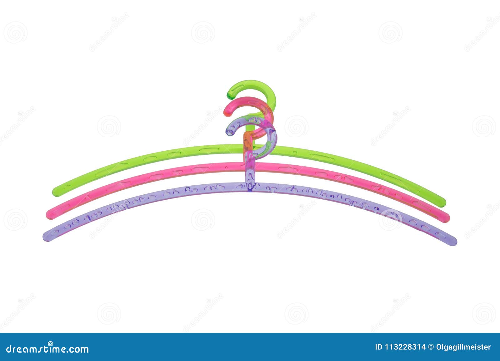 Set of Colorful Stylish Coat Hanger, Isolated on White Stock Photo