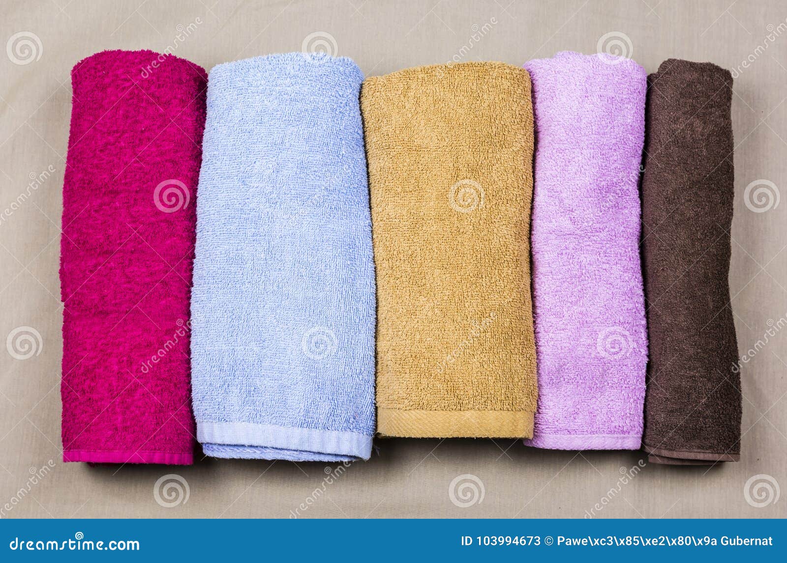 Set of colorful towels. stock image. Image of basket 103994673