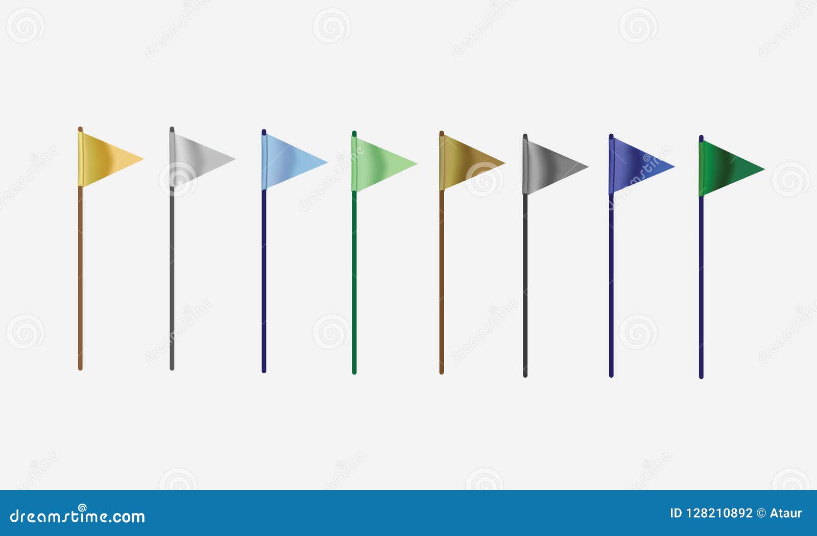 A Set of Colorful Triangular Flags on Stick for Playground Field