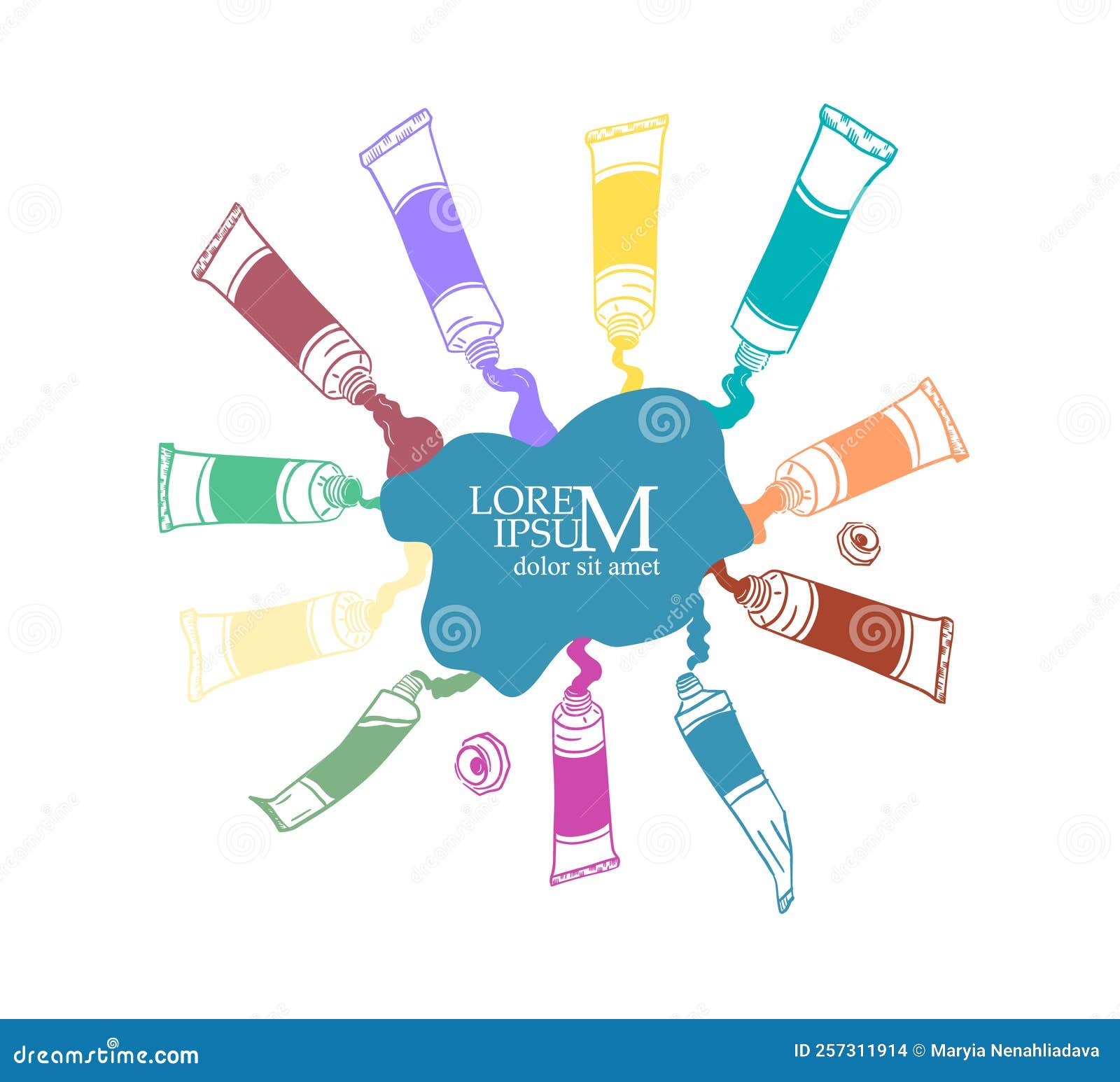 Abstract Colored Tubes with Paint. Vector Illustration Stock