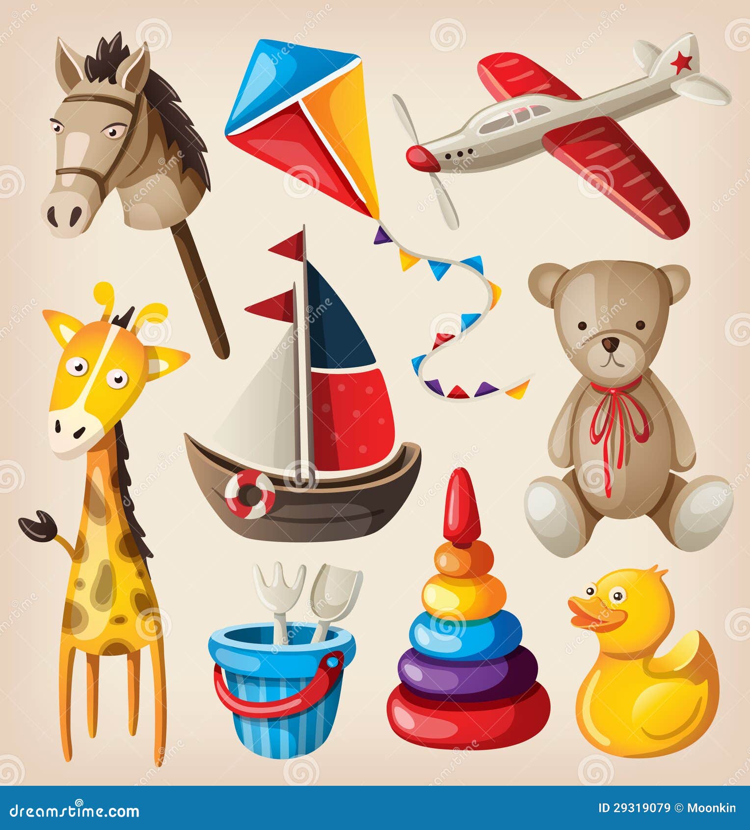 Set Of Colorful Vintage Toys Stock Vector - Illustration ... Set Of Colorful Vintage Toys Stock Vector - Illustration ...
