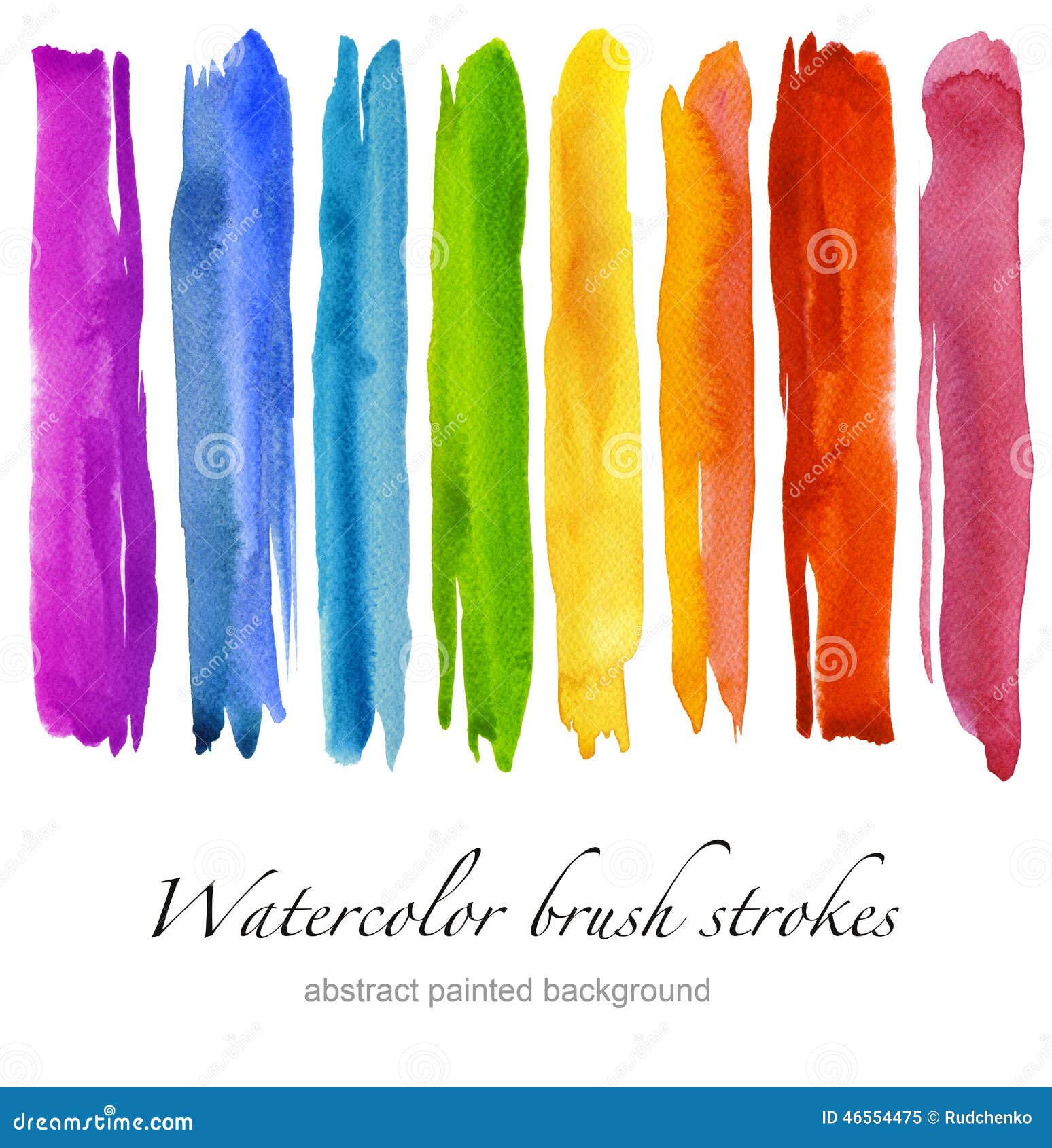 set of colorful watercolor brush strokes. .