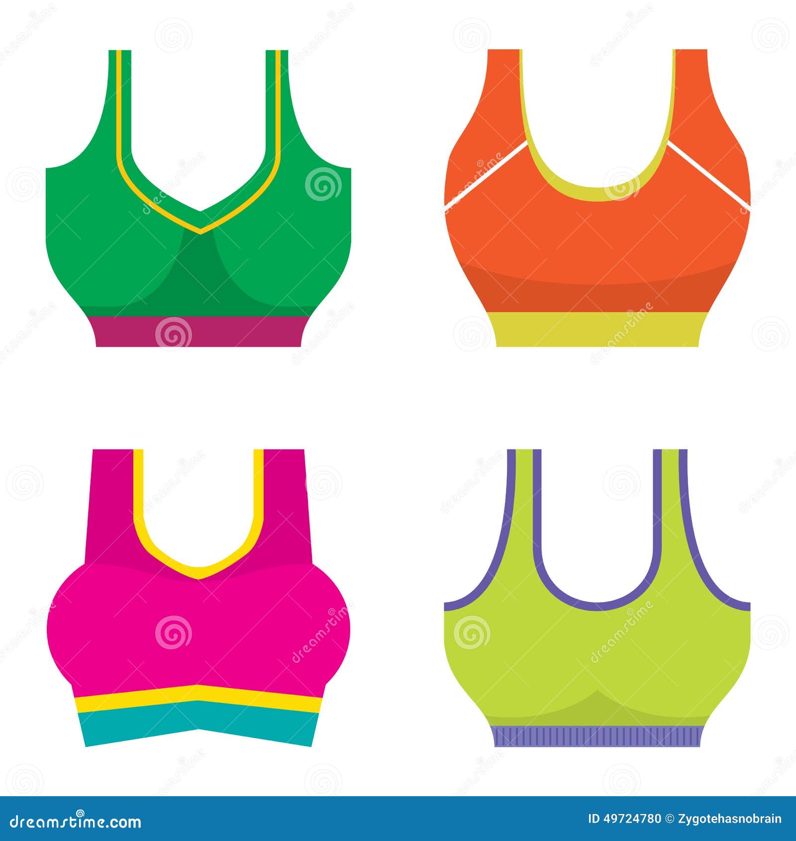 Color Bra Thin Line Icons Set Stock Vector (Royalty Free