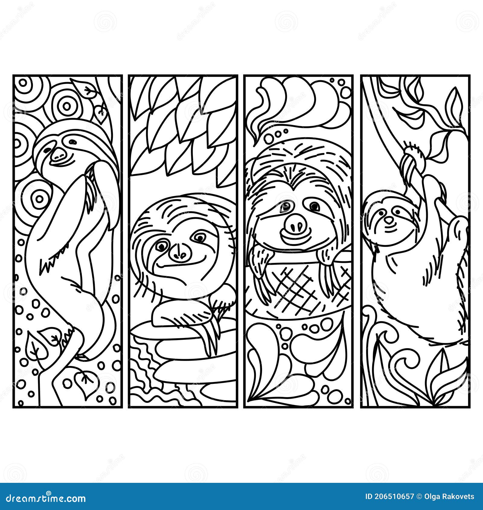 Coloring bookmarks set stock vector. Illustration of book - 120880616