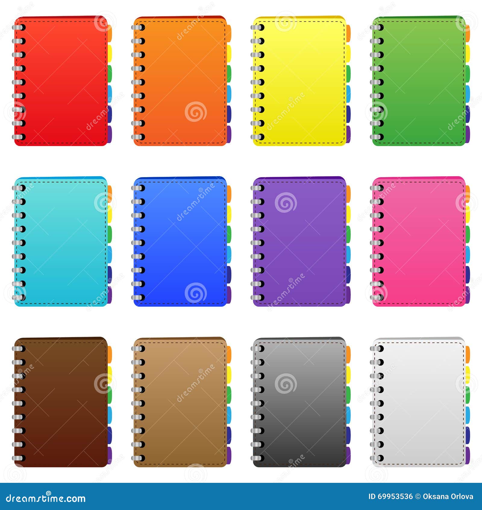 Set of coloured diarys stock illustration. Illustration of notebook