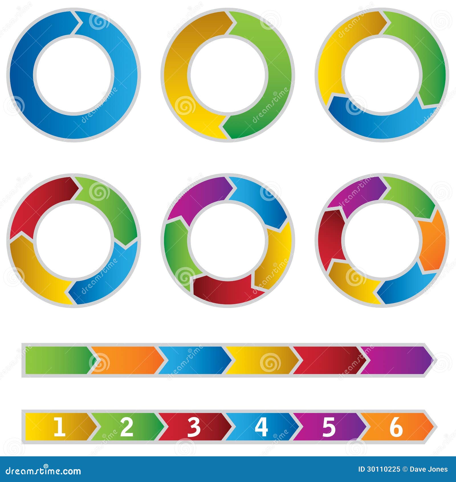 Set of Colourful Circle Diagrams and Arrows Stock Vector - Illustration ...