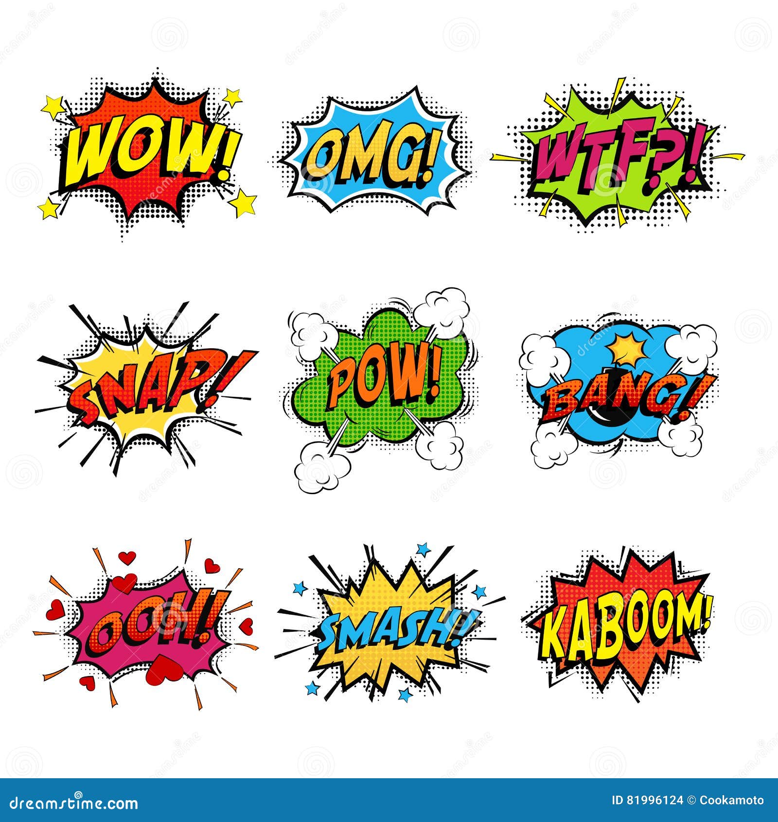 Set of comic speech bubble stock vector. Illustration of cartoon - 81996124